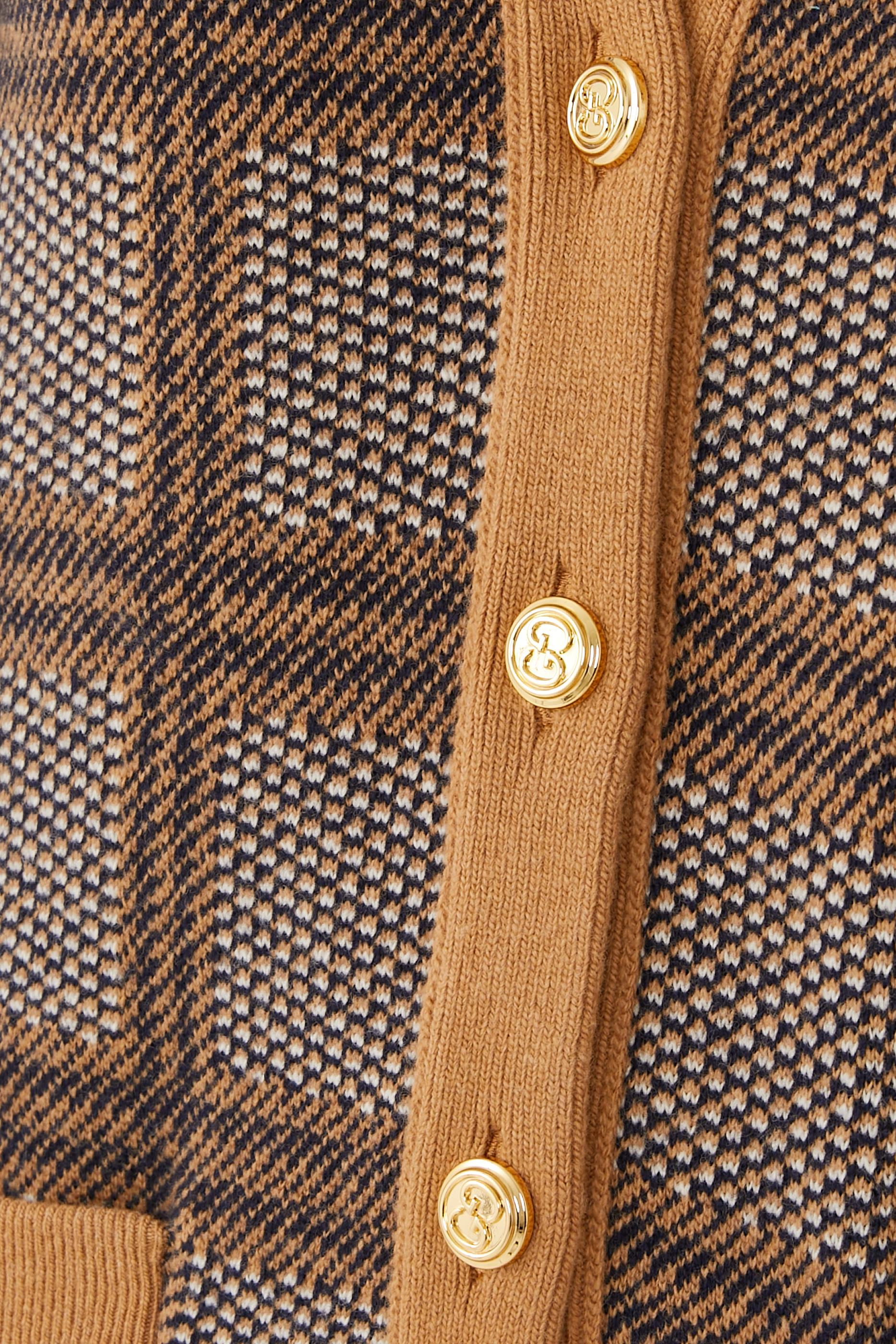 كارديجان بتصميم وجهين ونقشة مربعات صوف