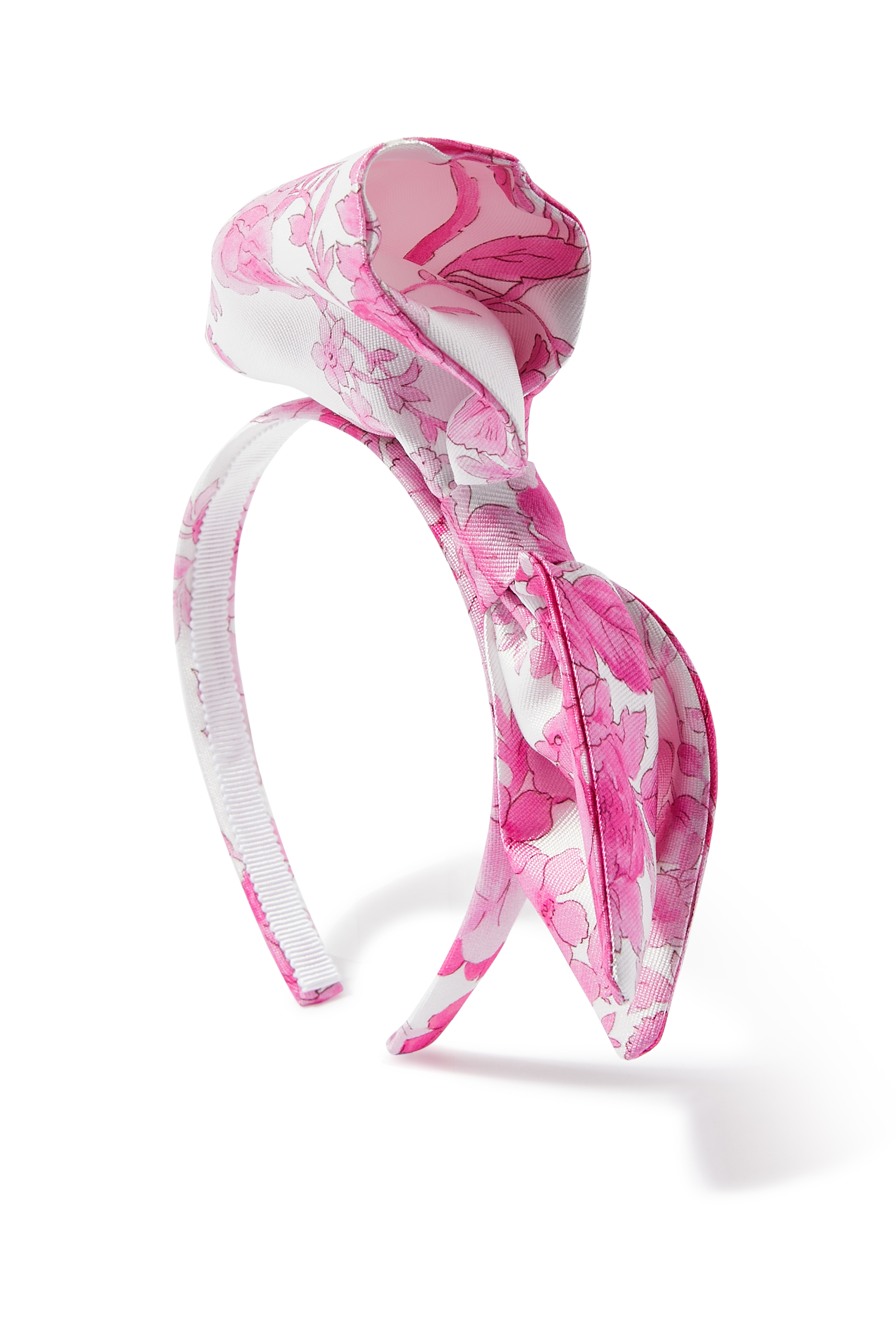 طوق رأس مزين بربطة فيونكة وطبعة زهور للأطفال