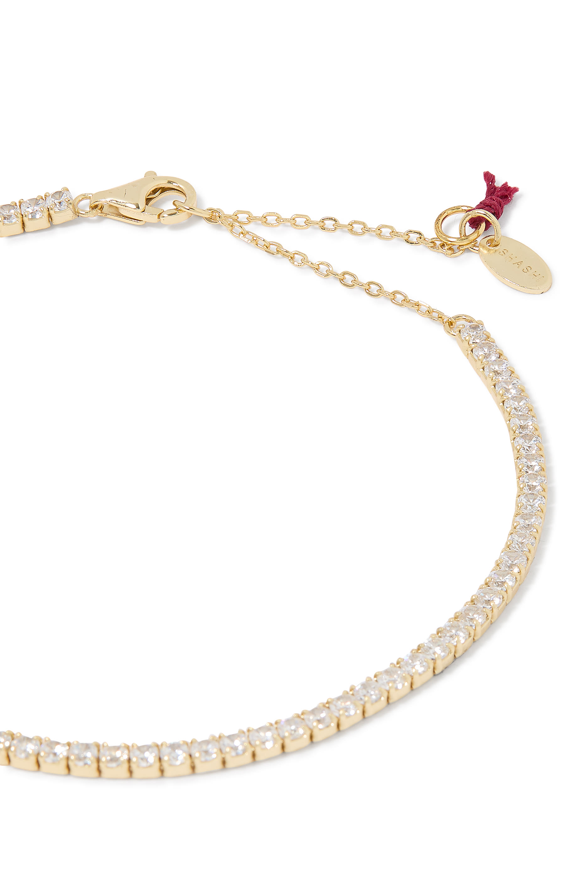 سوار تنس مزين بأحجار زركونيا مكعبة AAAA+، فضة إسترلينية مطلية بذهب عيار 14