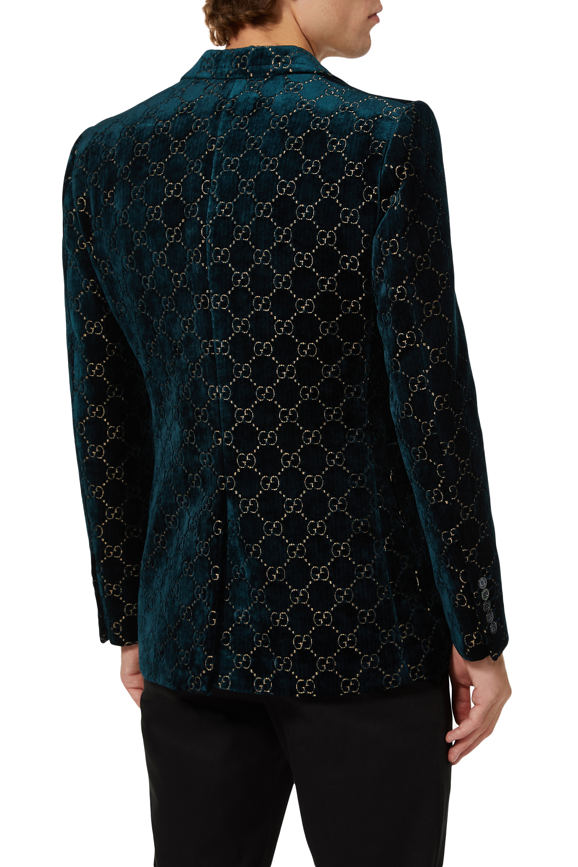 جاكيت مخمل بنقشة شعار حرفي GG