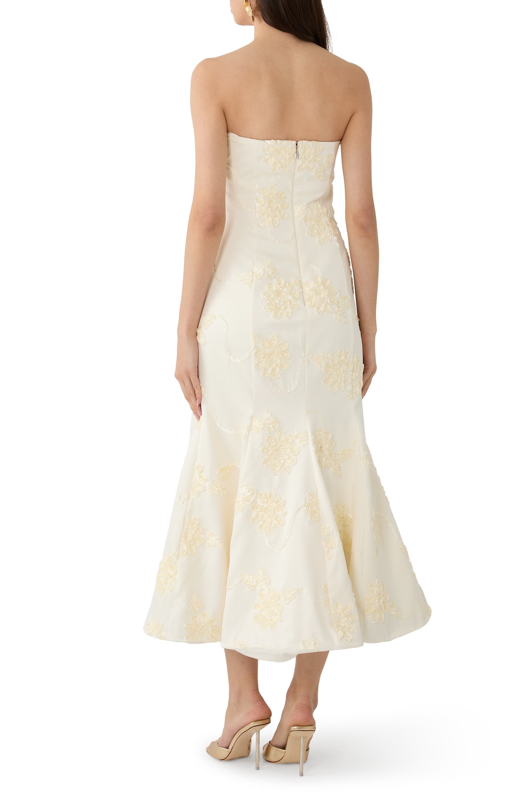 Bridal Floral-Appliqu&eacute; Midi Dress