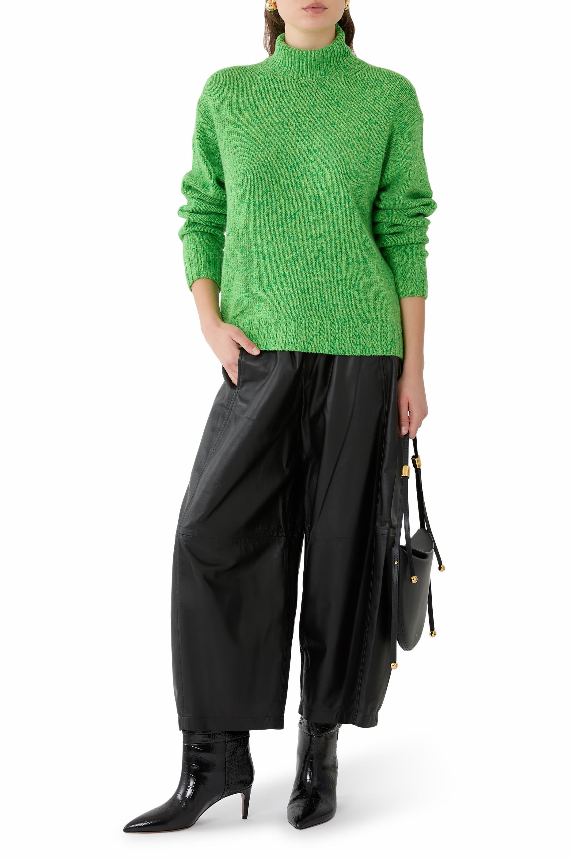 كنزة بياقة عالية نسيج مزيج كشمير