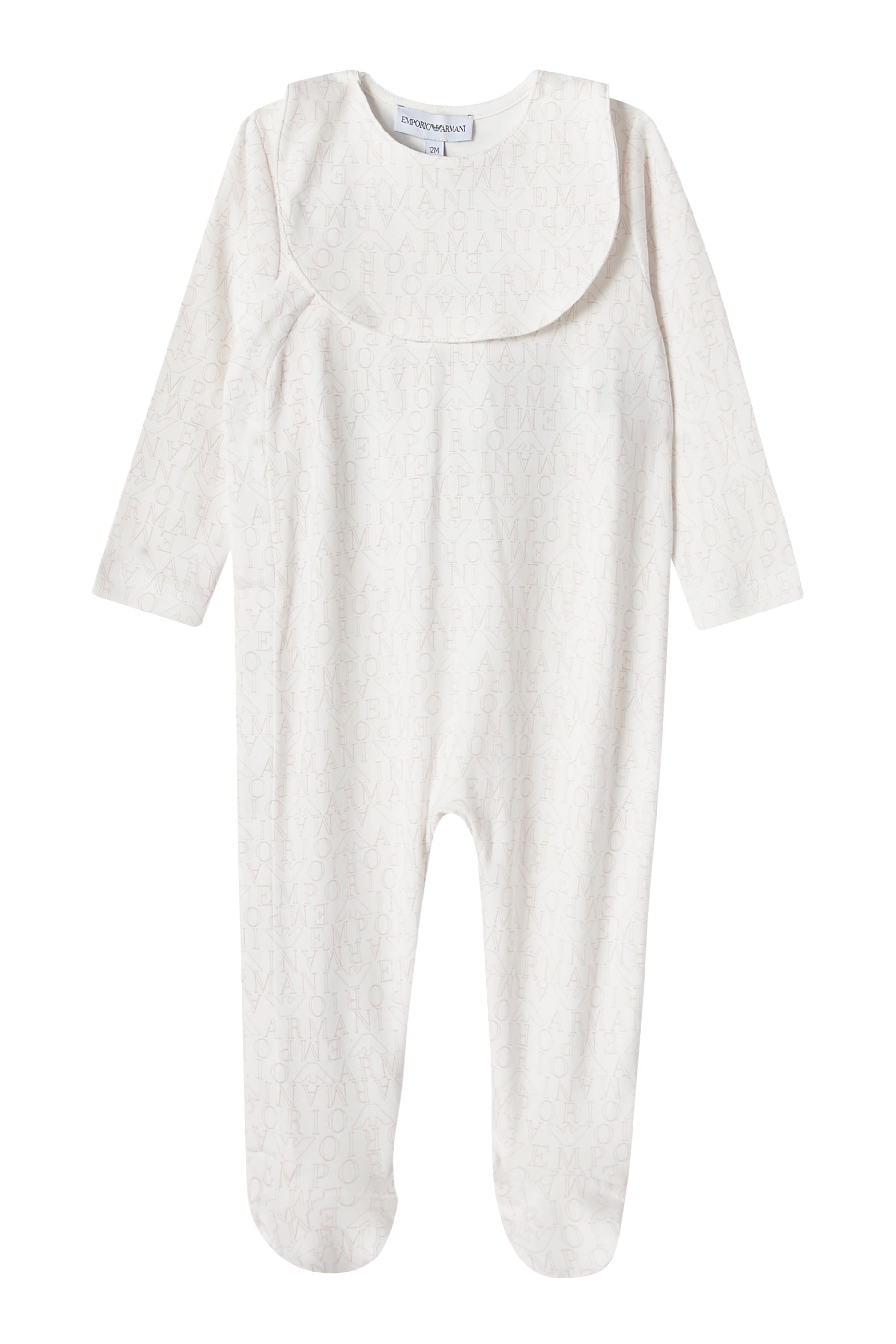 طقم جمبسوت وصدرية بشعار الماركة للرضع