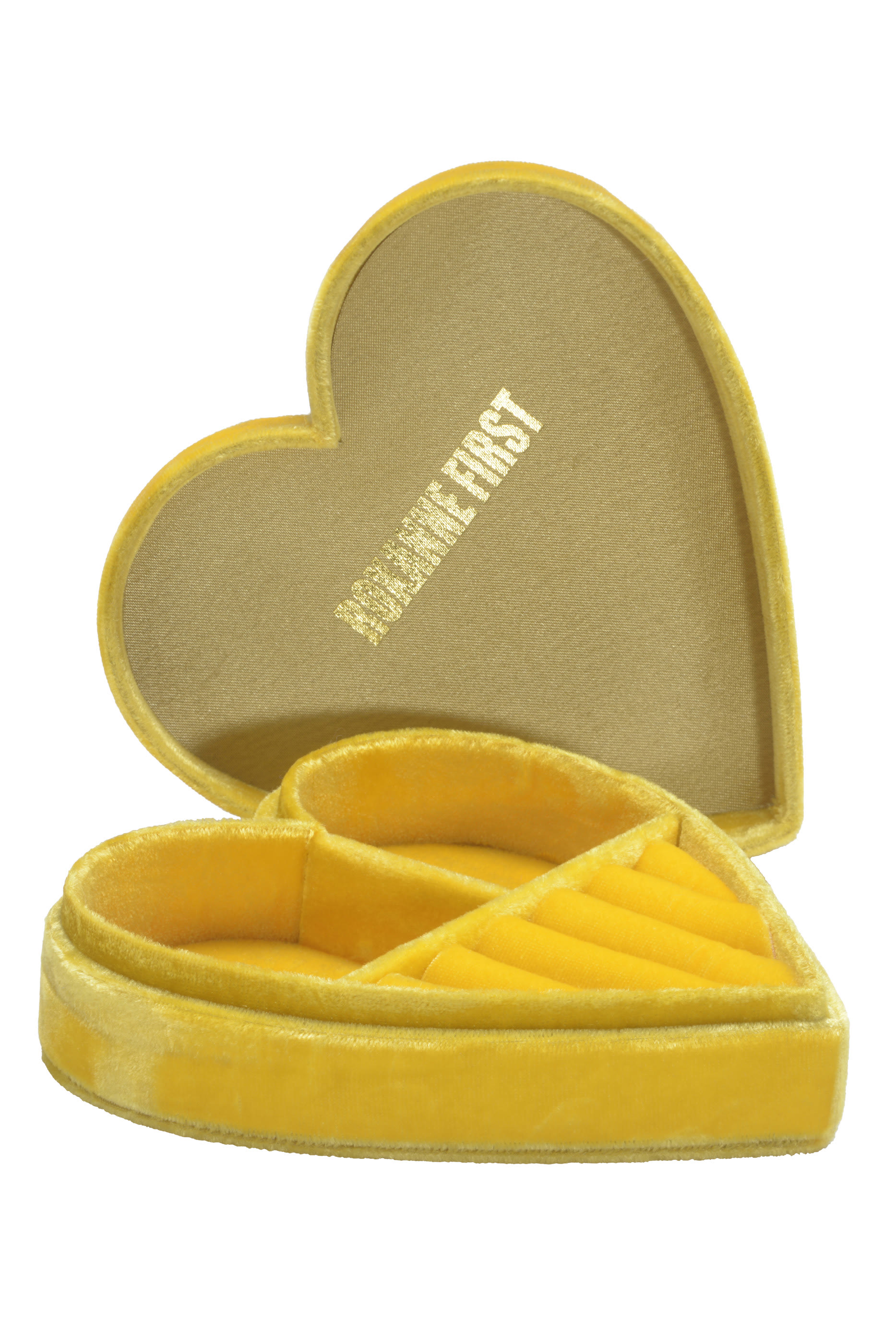 صندوق مجوهرات مخملي بتصميم قلب