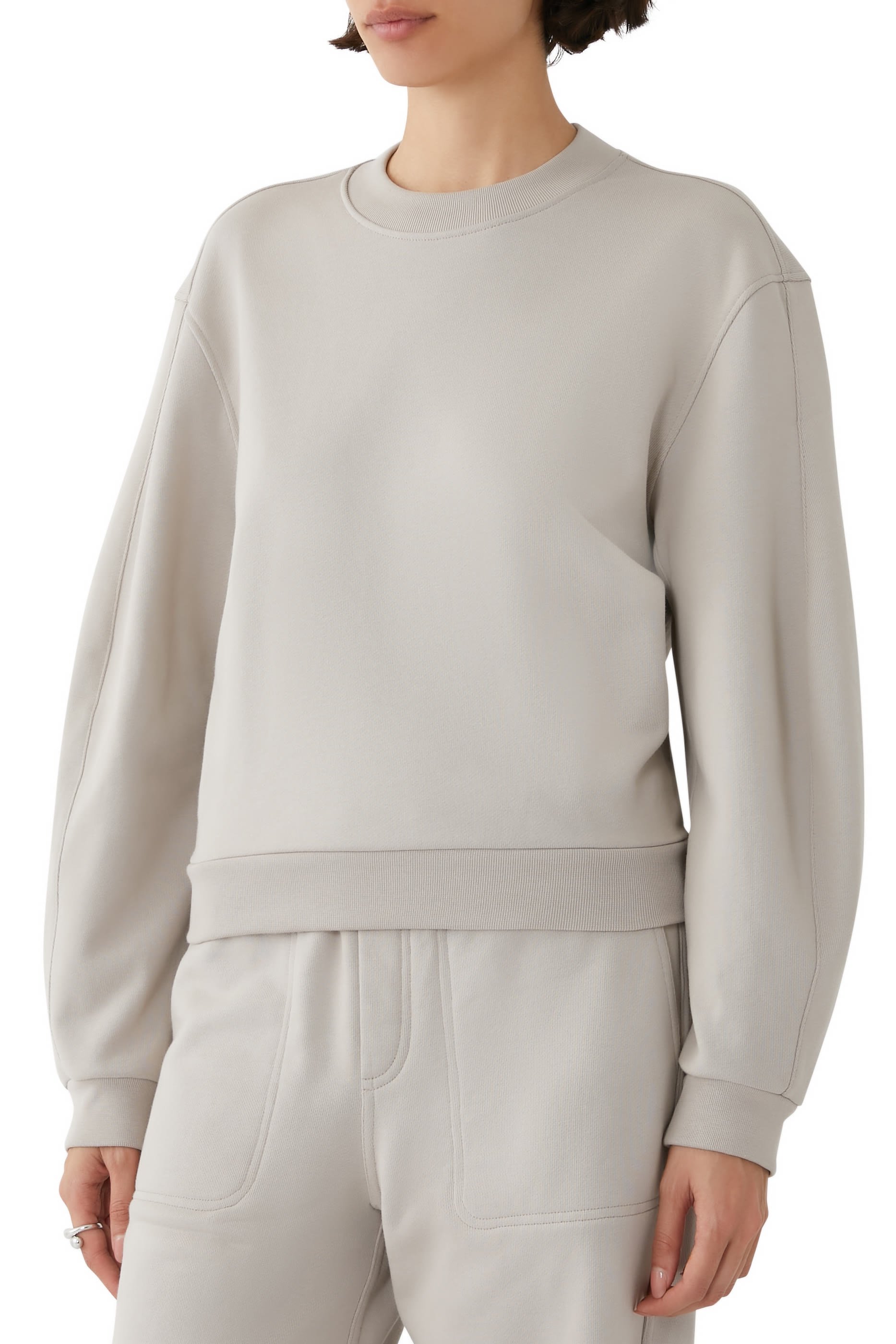 سويت شيرت بأكمام طويلة منحوتة قطن