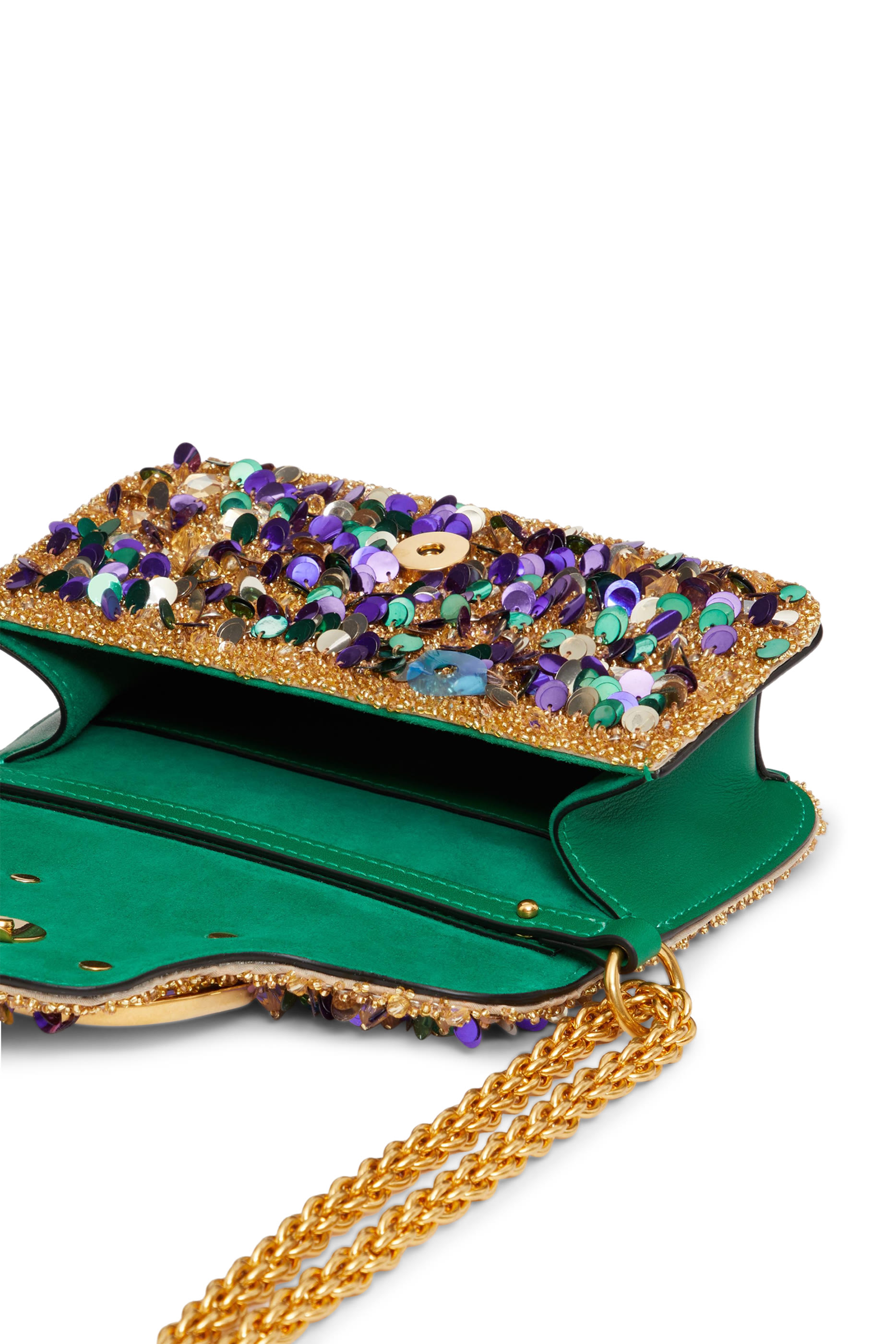 حقيبة كتف فالنتينو غرافاني لوكو صغيرة بتطريز ثلاثي الابعاد