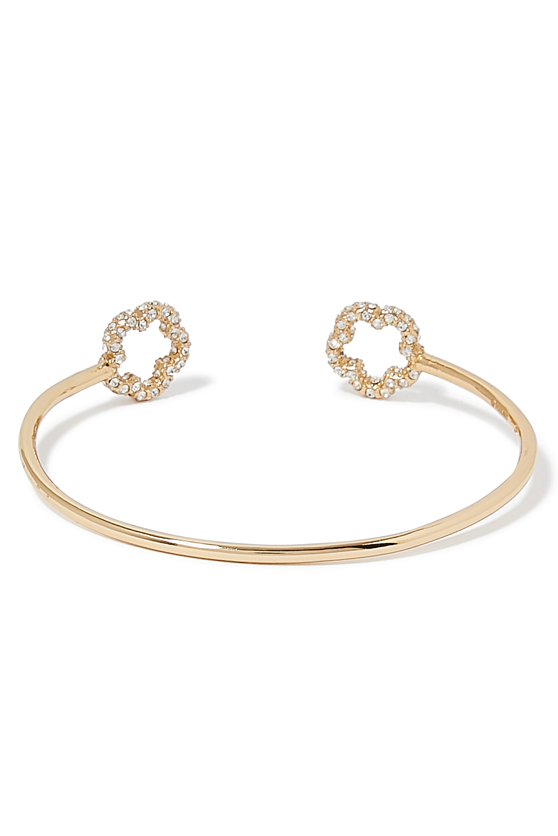 سوار مفتوح بحلي وردة الشاي مرصعة بأحجار بافيه