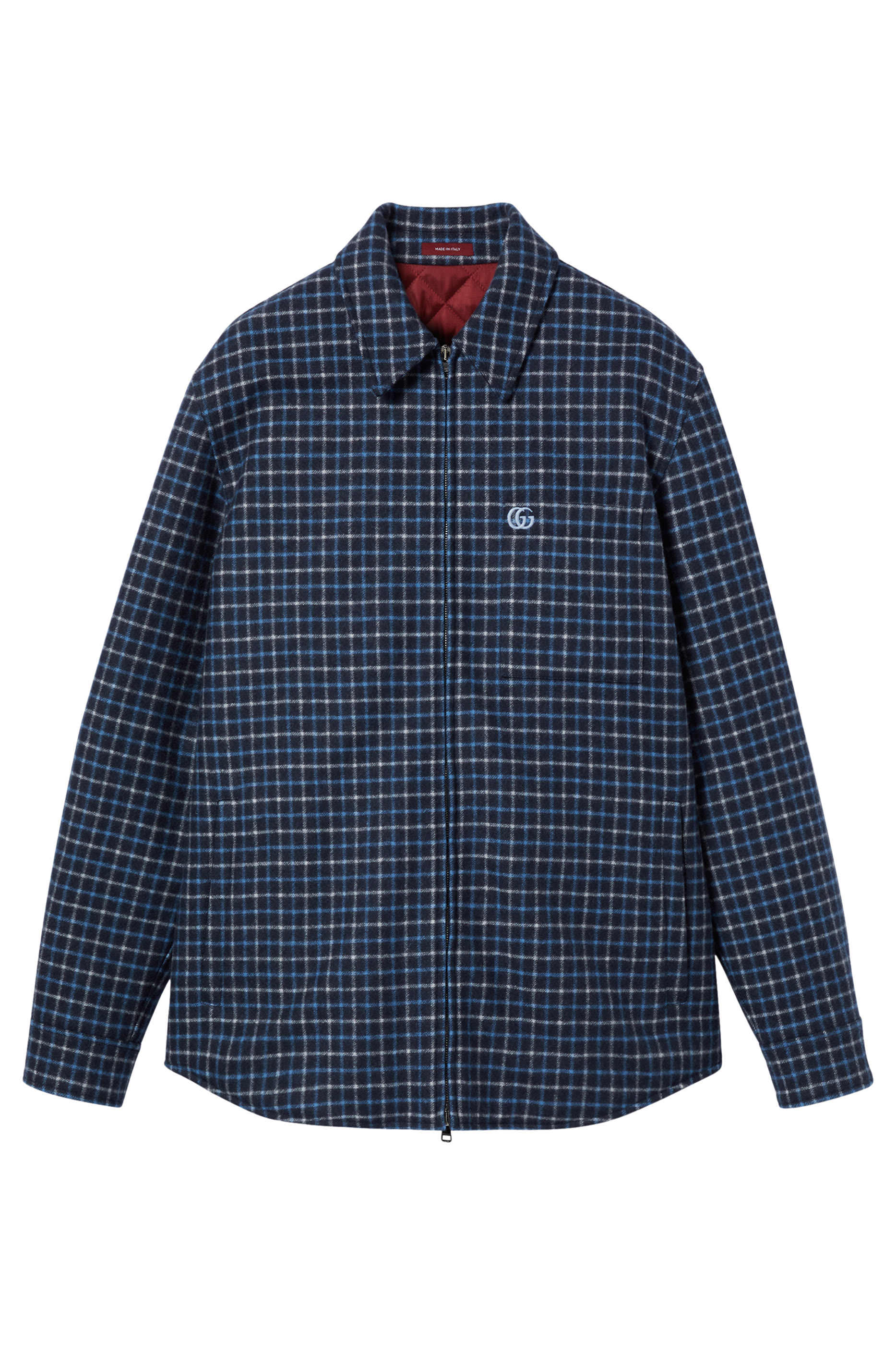 جاكيت بسحاب وشعار الماركة المطرز صوف فلانيل