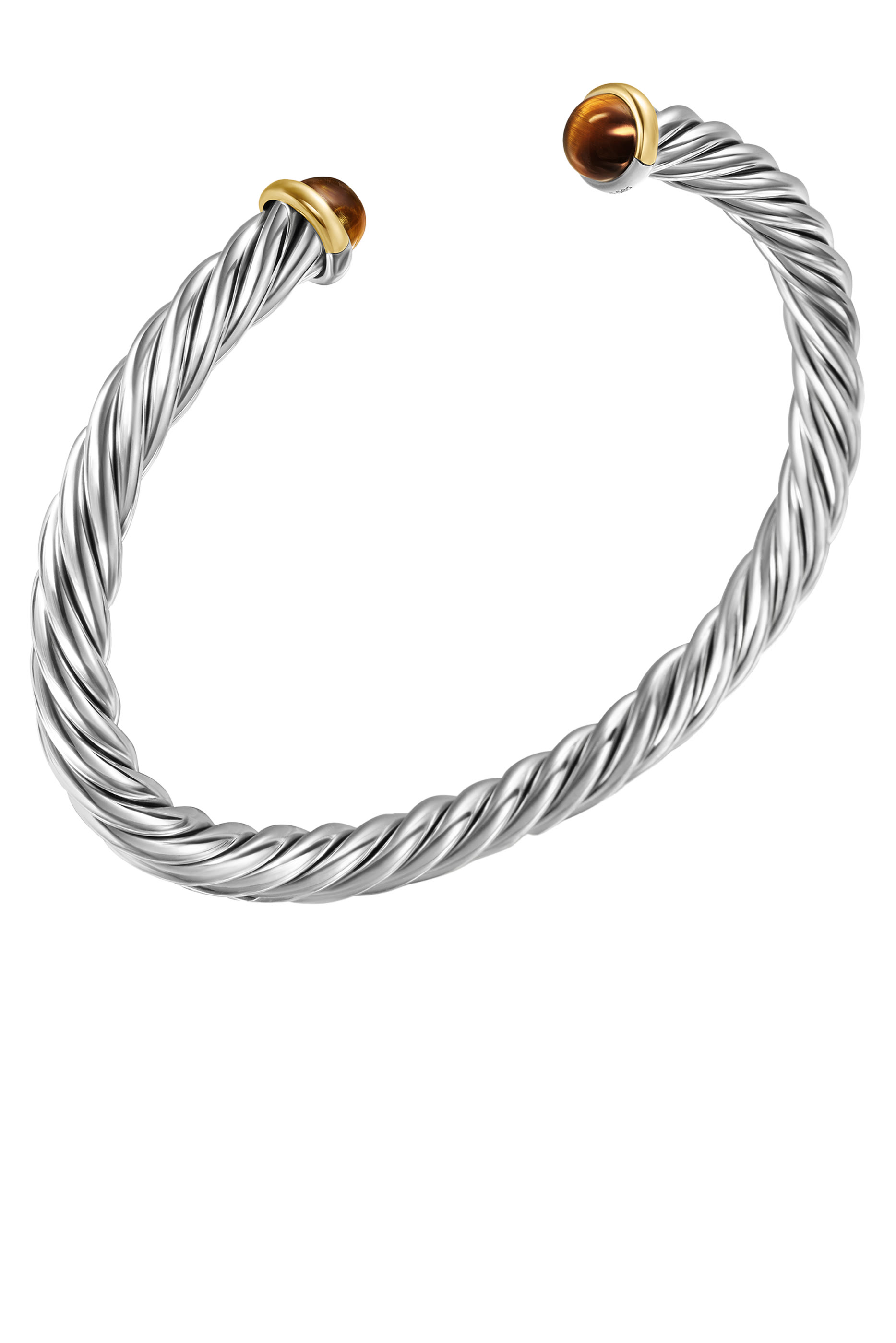 سوار مجدول مرصع بحجر عين النمر فضة إسترلينية 