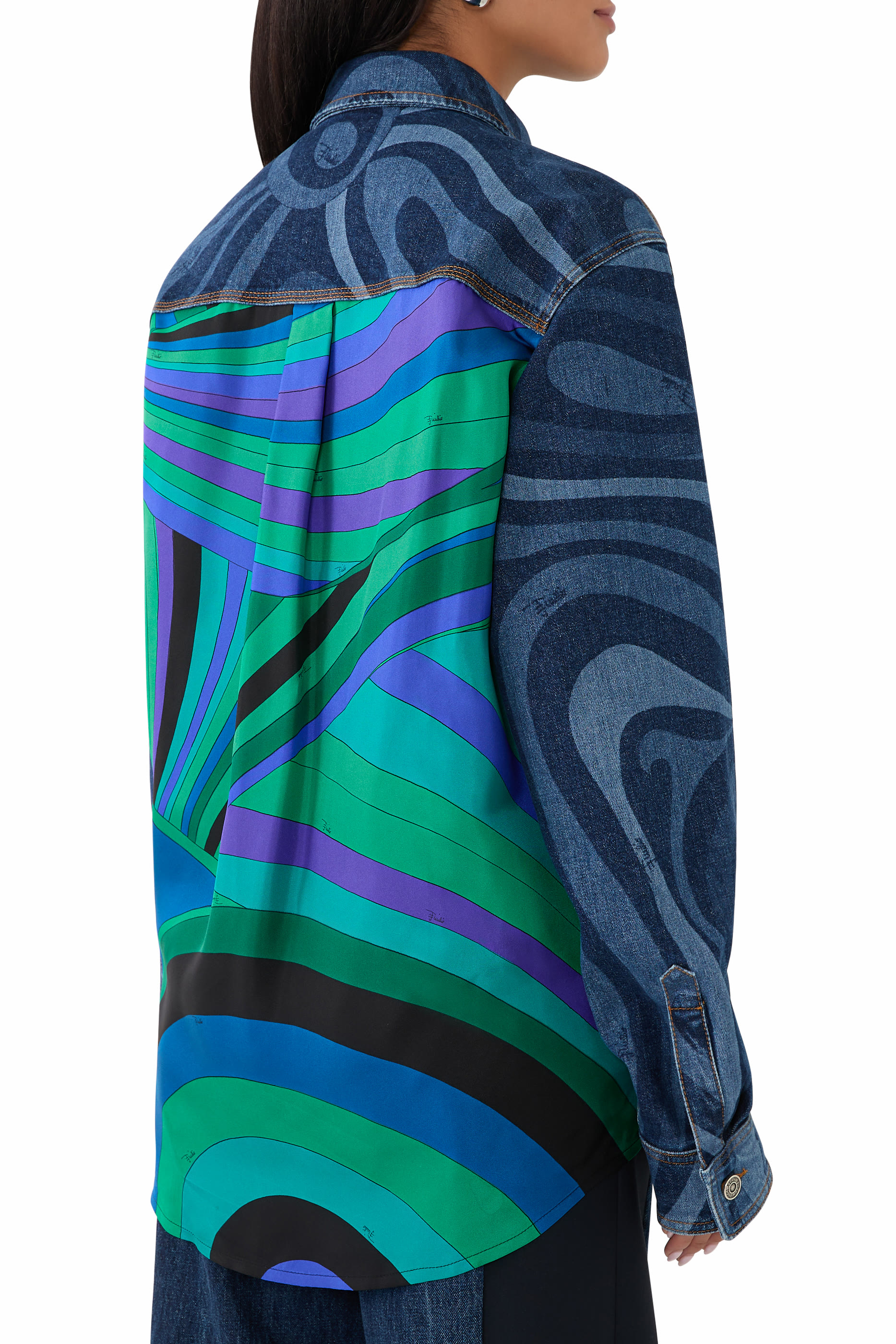 جاكيت بنقشة ايريد دنيم وحرير