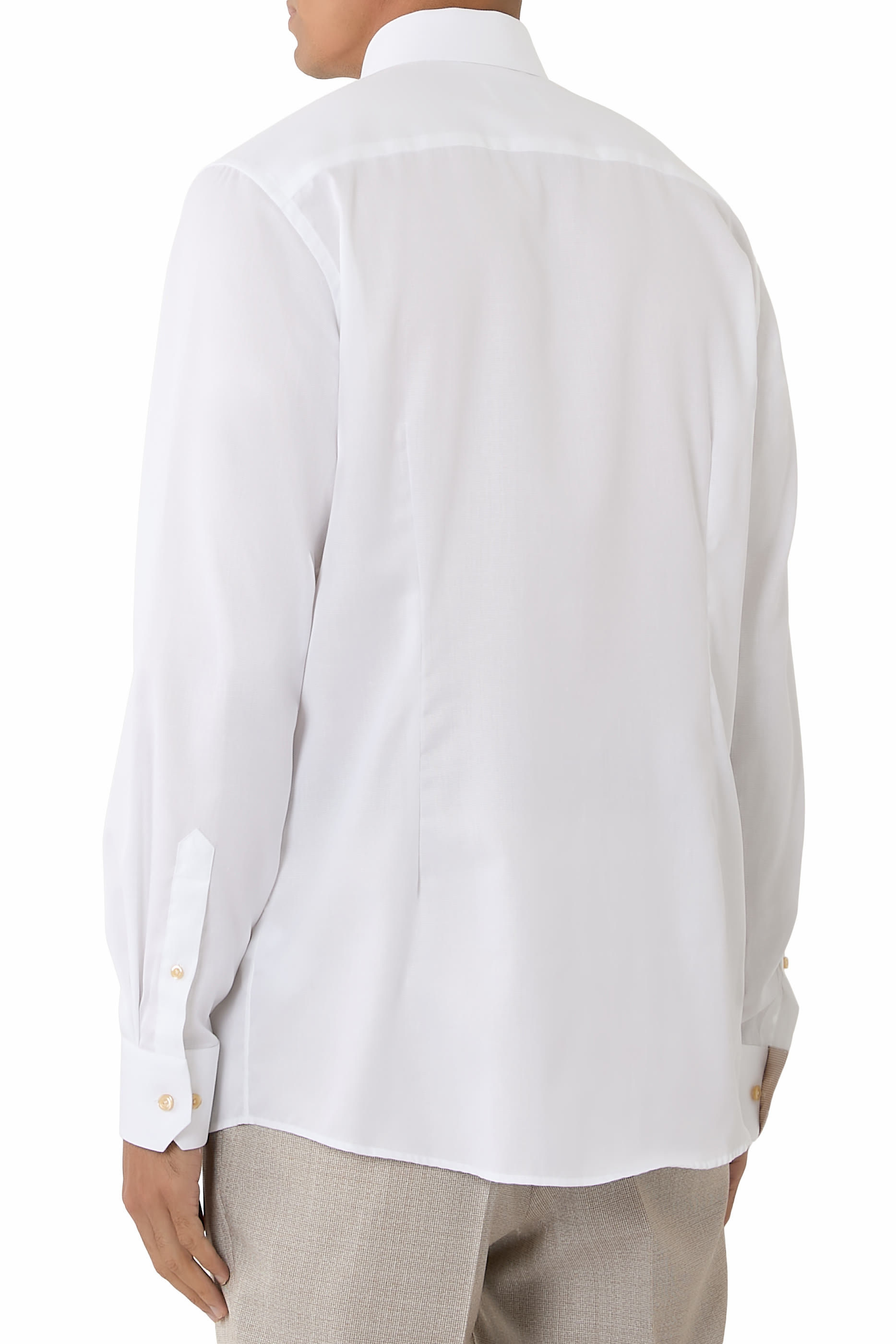 قميص تويل شبه سادة مميز للماركة