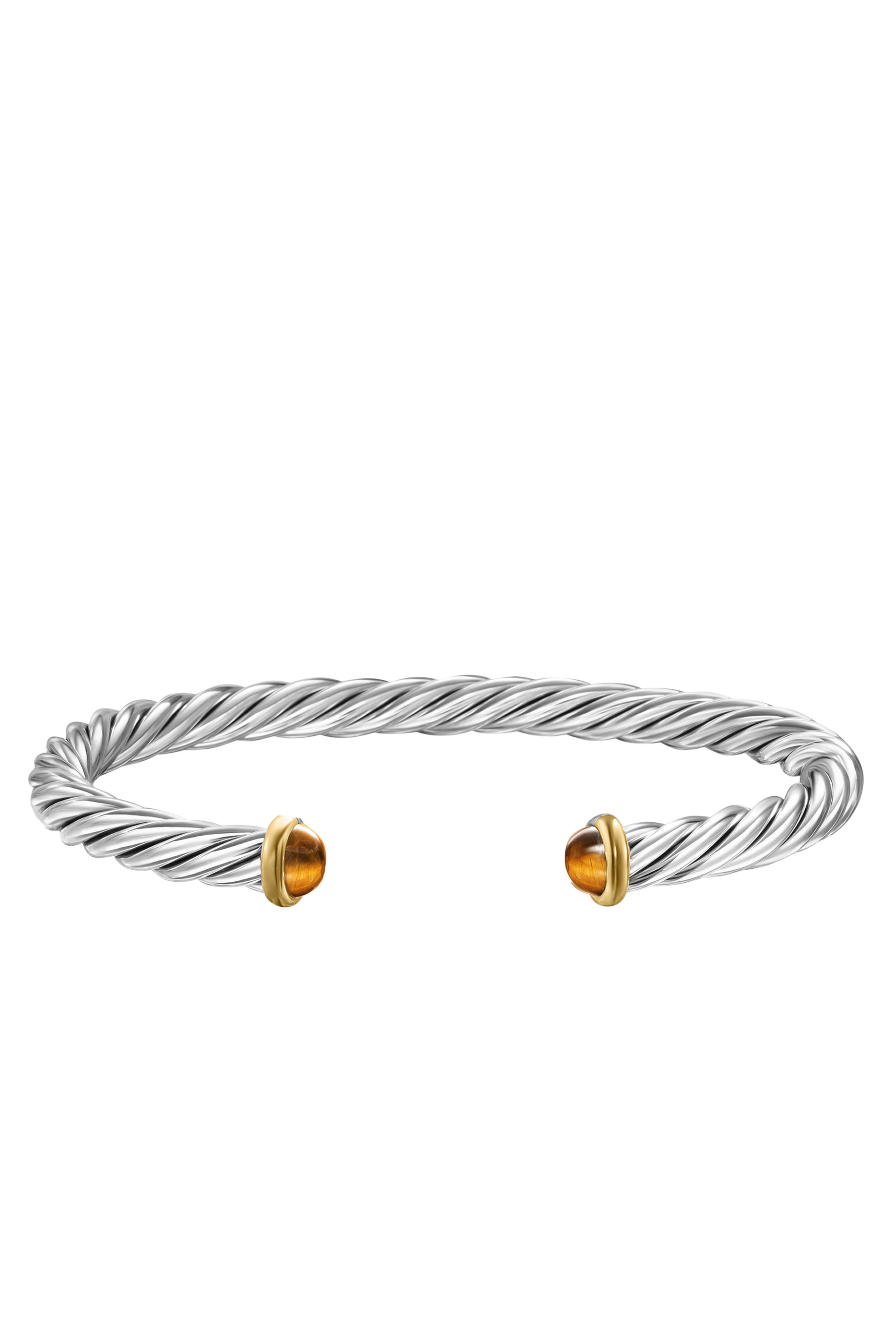 سوار مجدول مرصع بحجر عين النمر فضة إسترلينية 