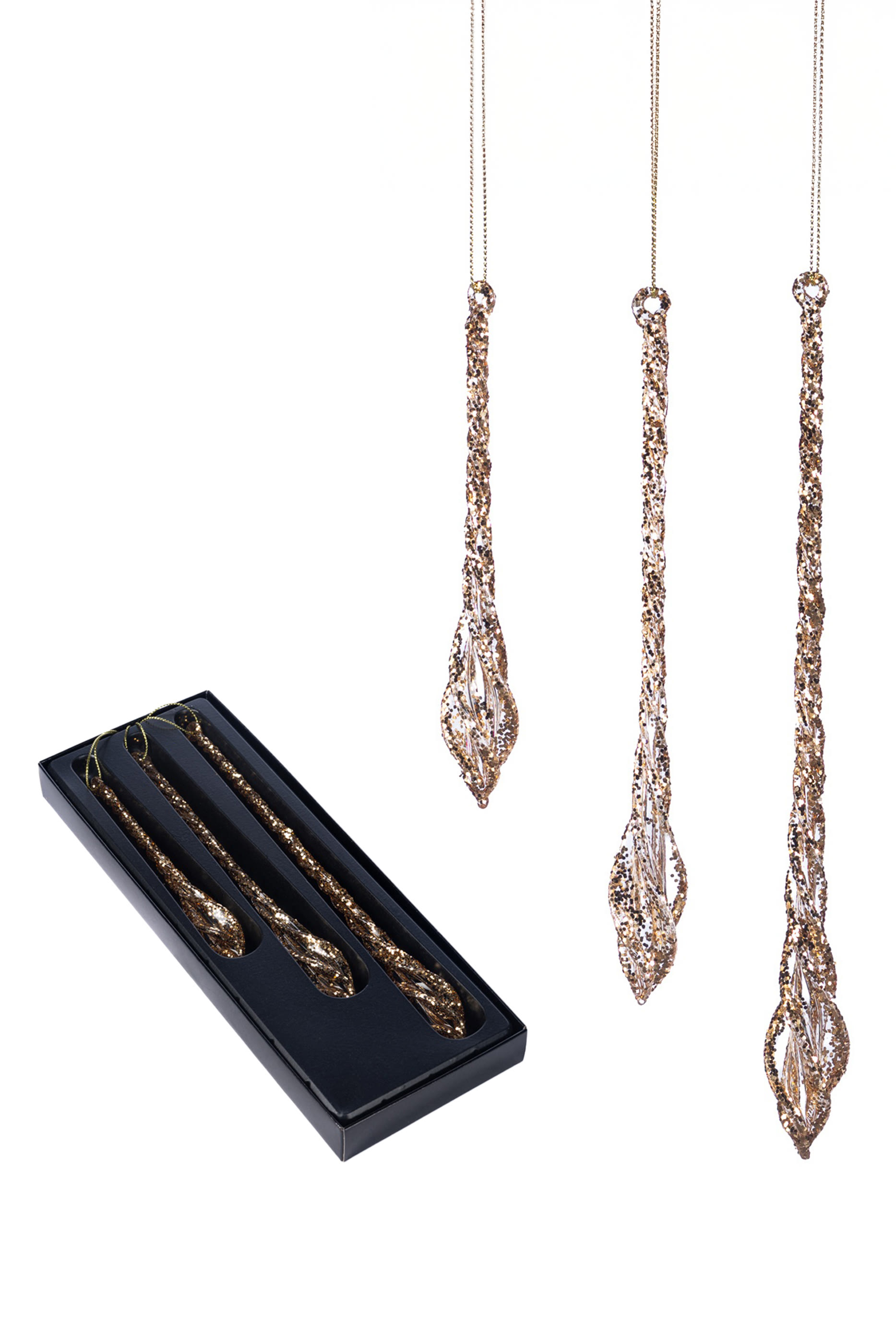 مجموعة زينة زجاجية بتصميم جليد، 3 قطع