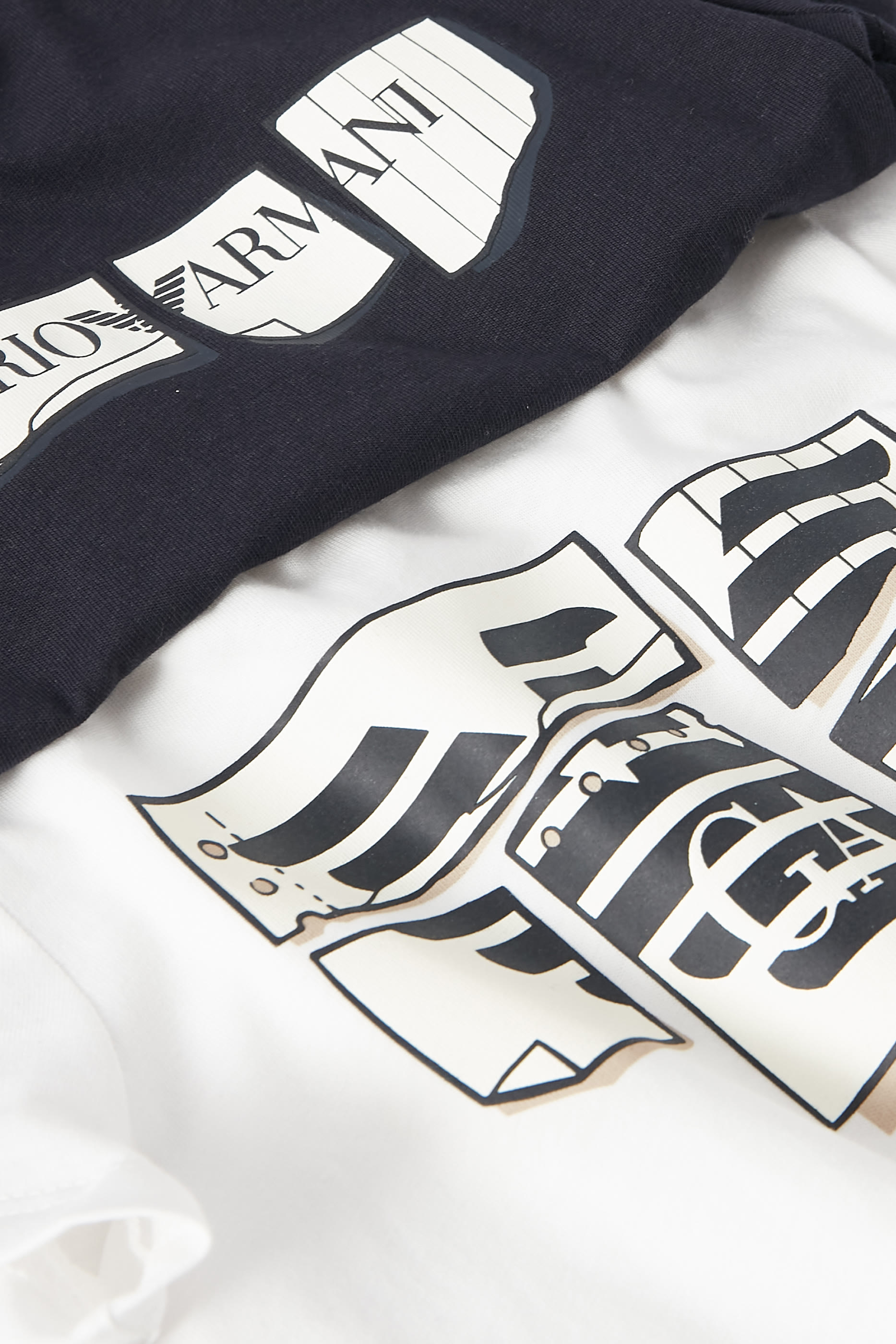 طقم تيشيرت بطبعة شعار الماركة قطن للأطفال، قطعتين