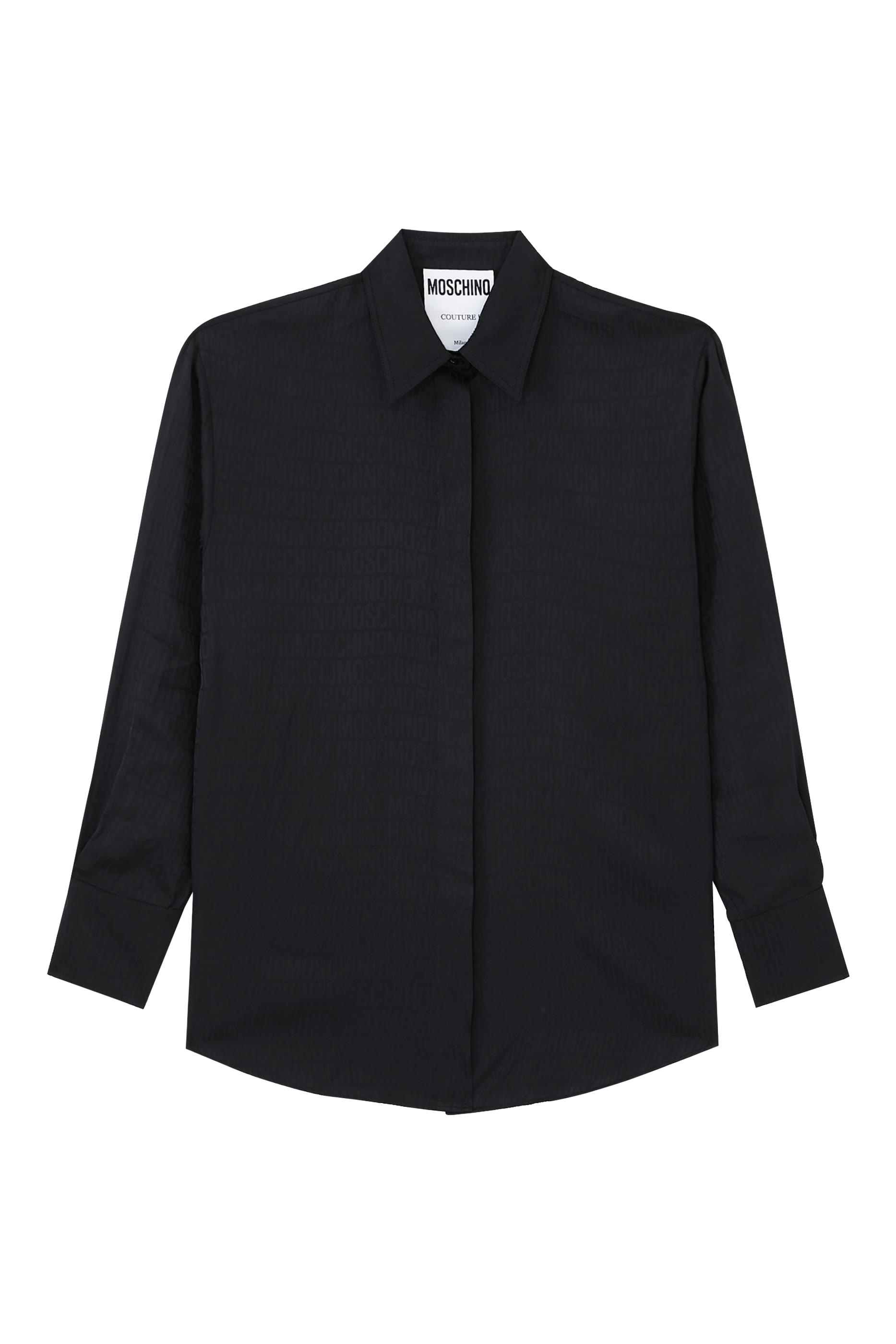 قميص من مزيج حرير بشعار الماركة