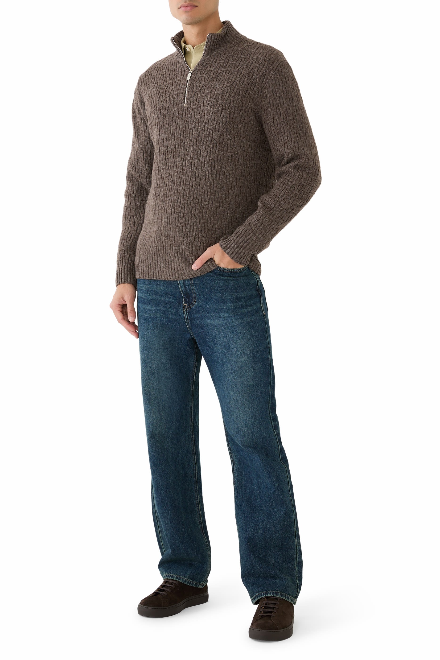 كنزة لوبيتو منسوجة بنصف سحاب