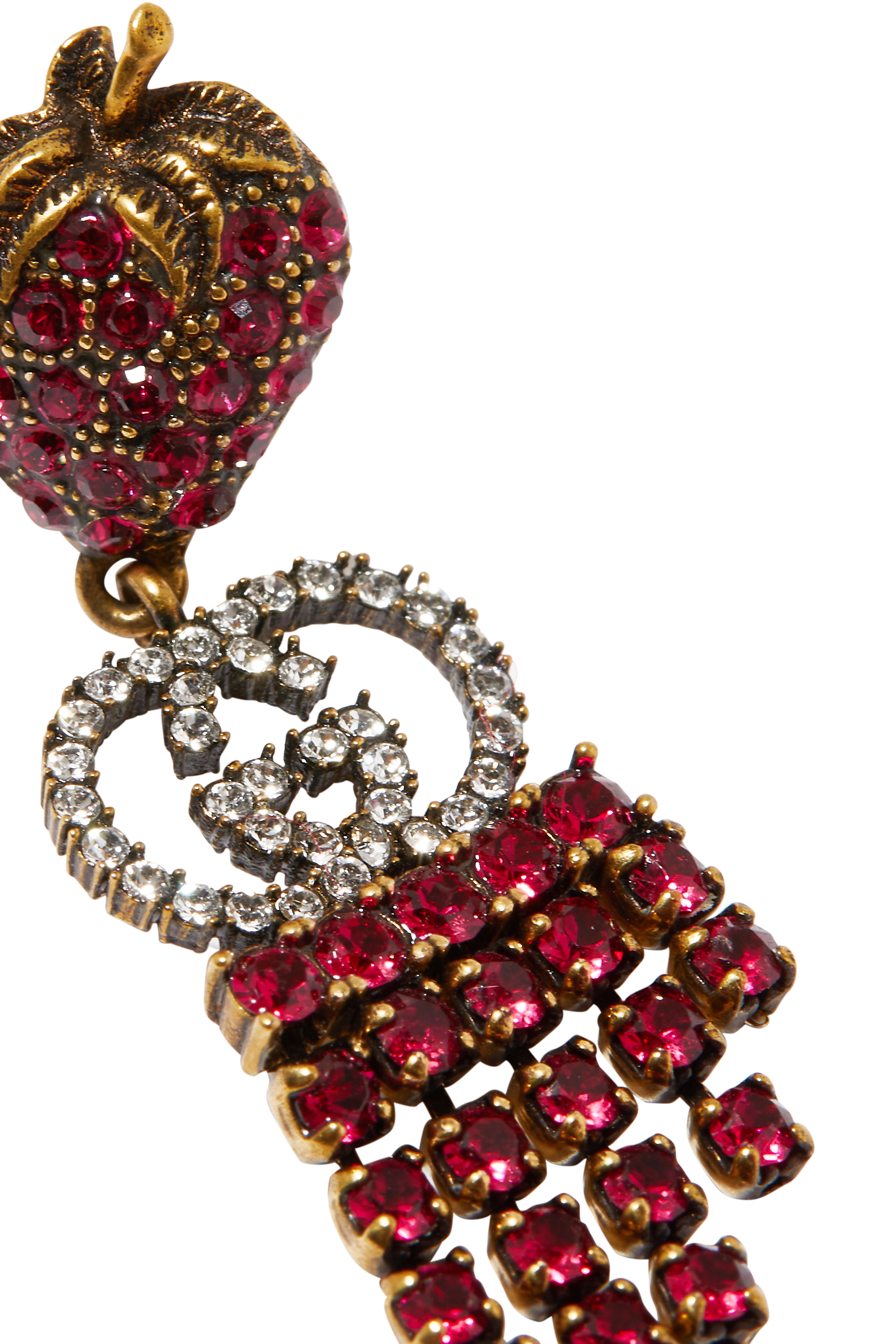 أقراط بتصميم فراولة مرصعة بالكريستال