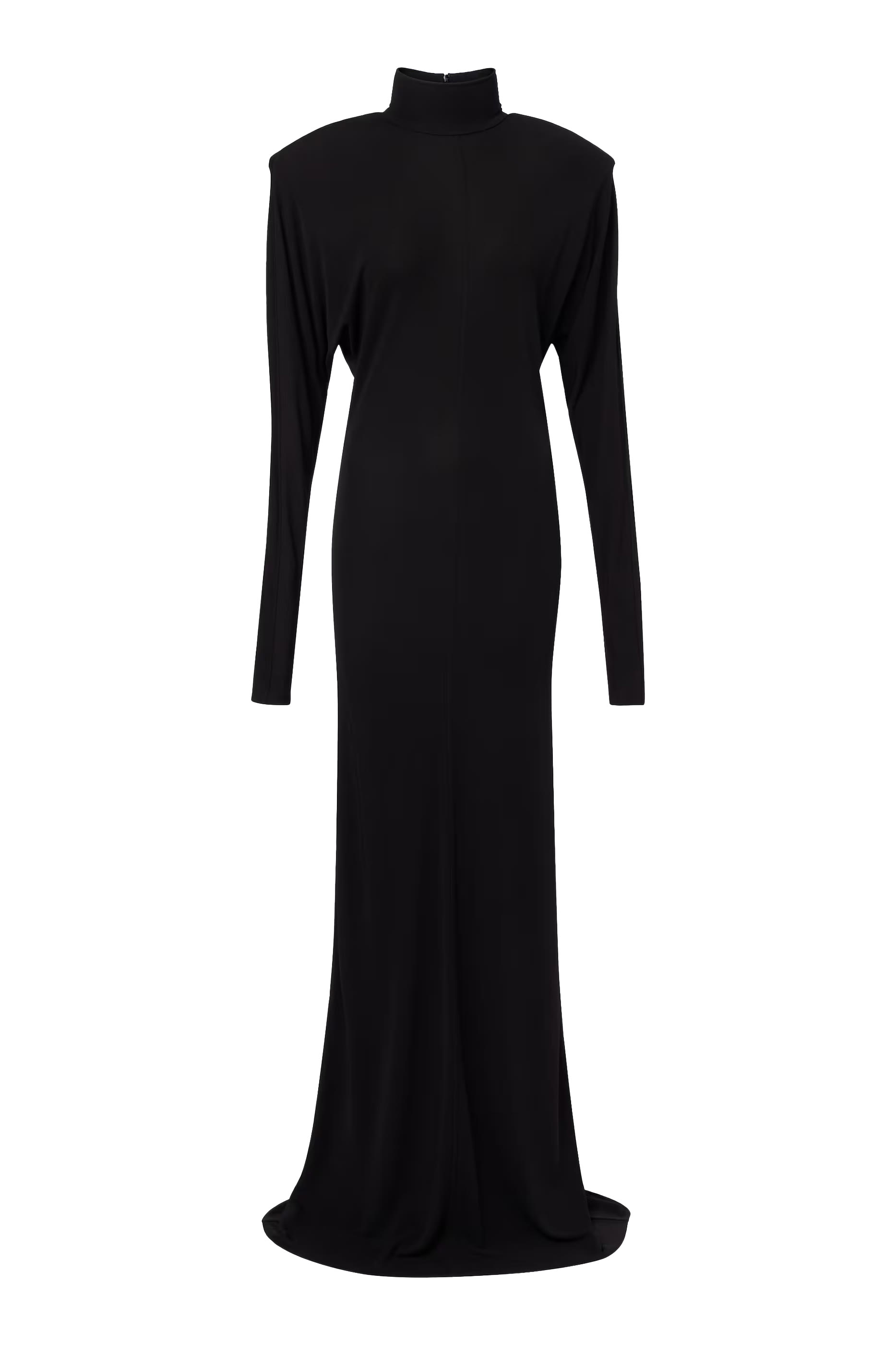 فستان سهرة بياقة عالية كريب جيرسيه