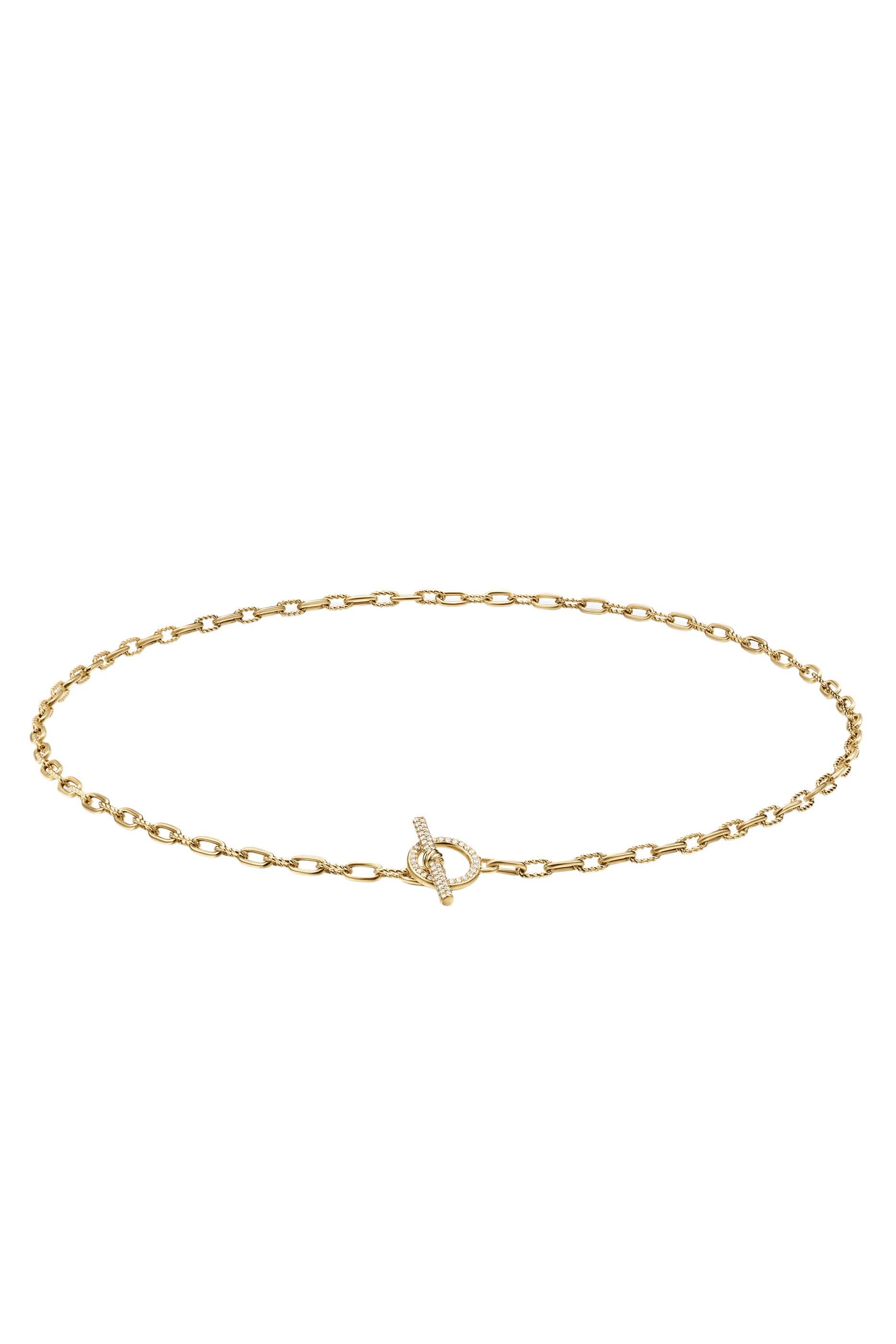 قلادة دي واي ماديسون بتصميم سلسلة بحلقات ومفصلة مرصعة بماس، ذهب أصفر عيار 18