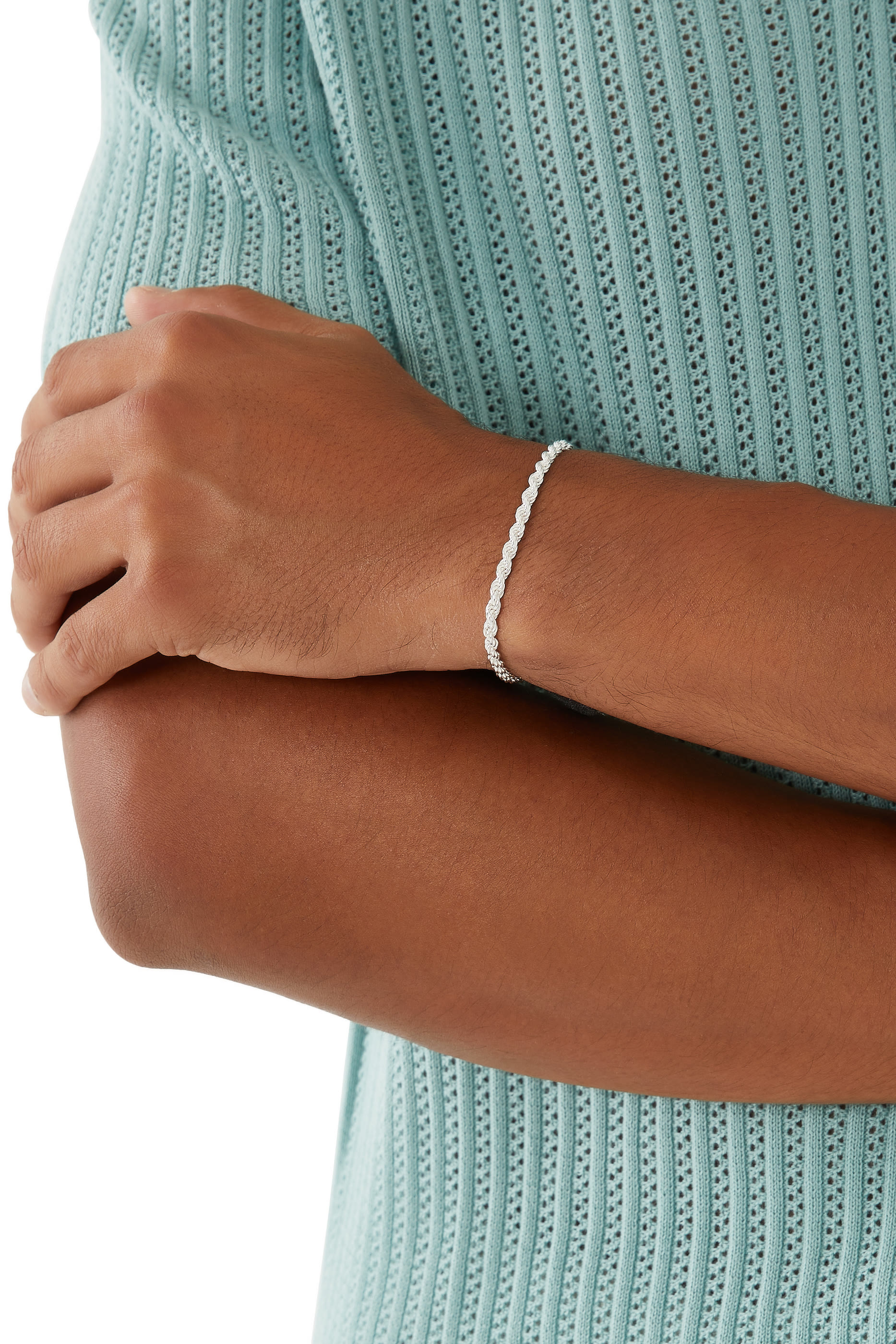 سوار بتصميم سلسلة بشكل حبل فضة إسترلينية