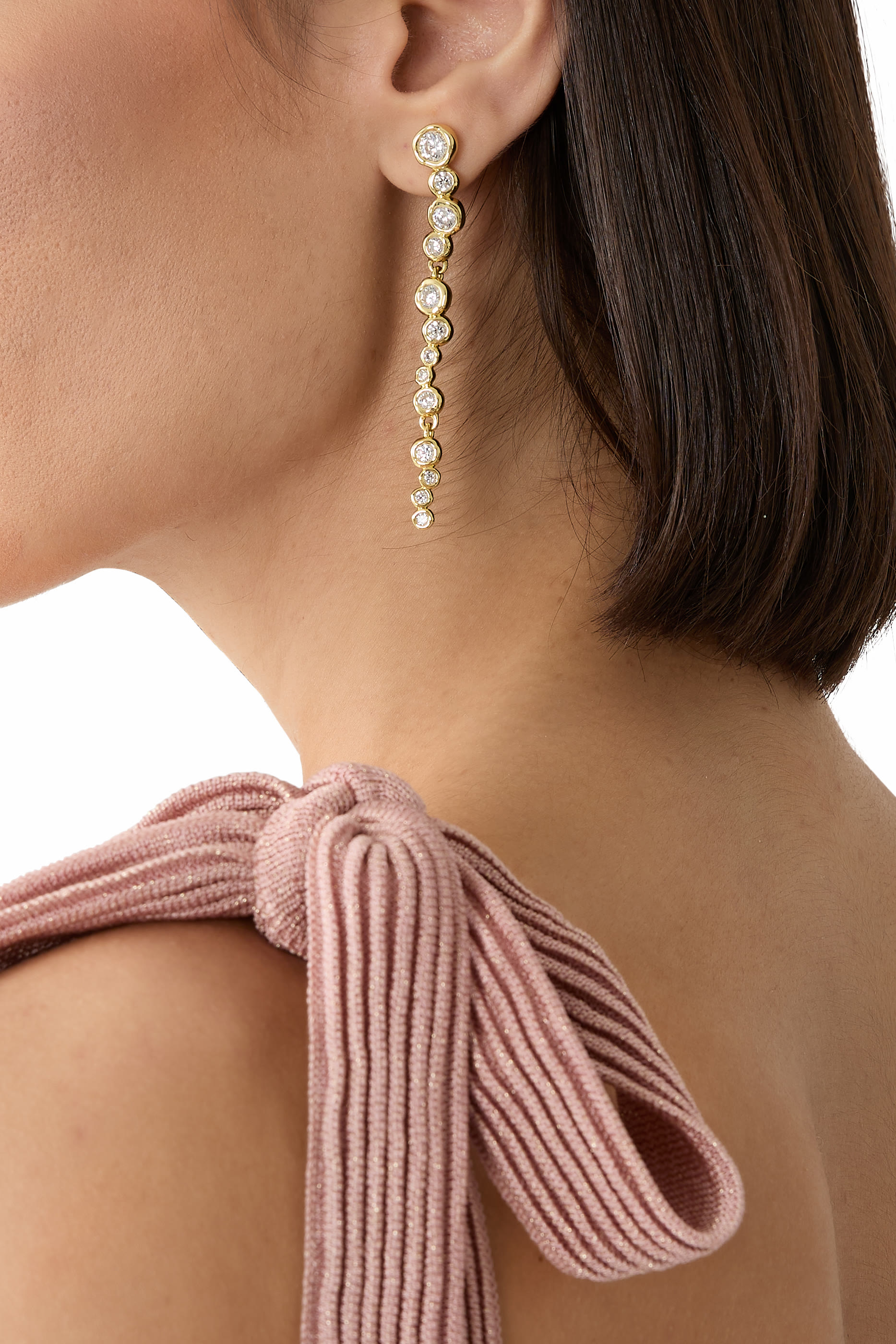 أقراط أستيرالز متدلية مزينة بأحجار زركونيا مكعبة، نحاس مطلي بذهب عيار 14