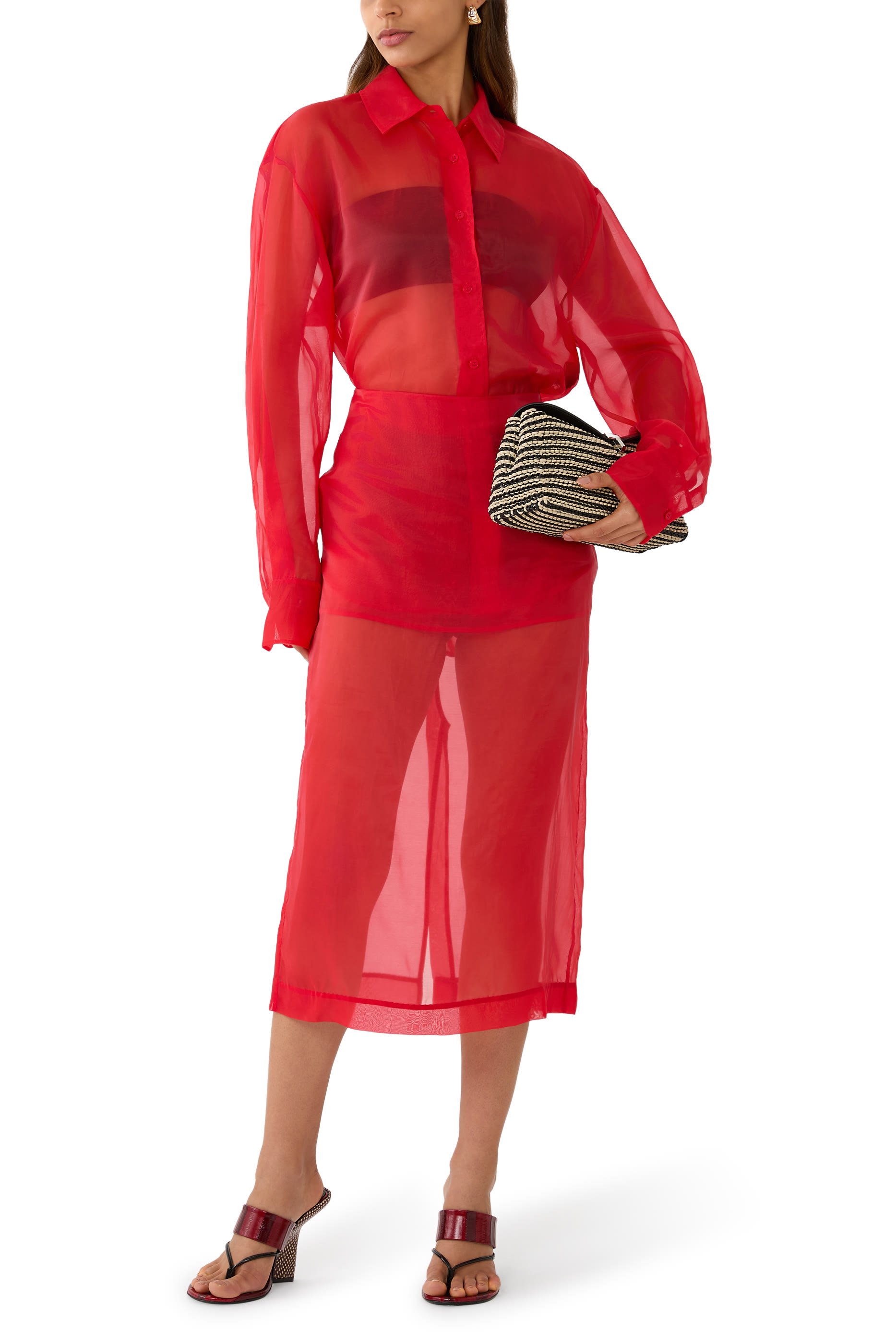 تنورة بيري شفافة متوسطة الطول