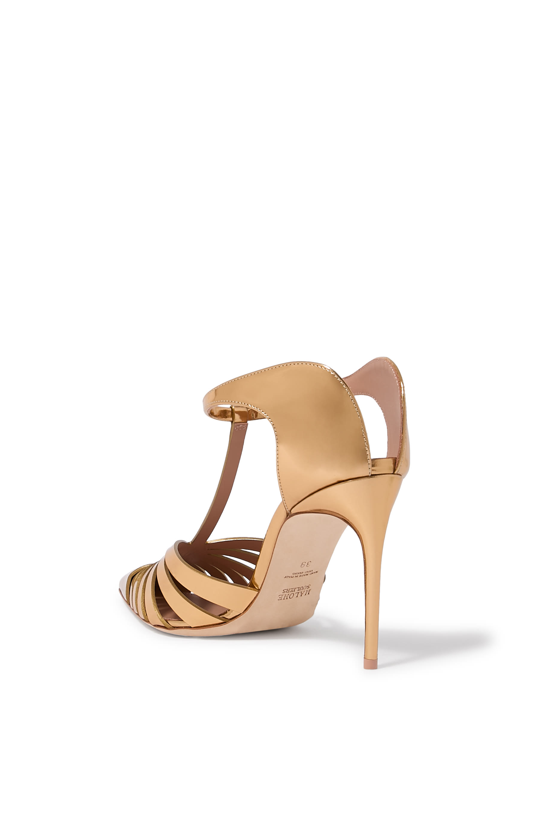 حذاء جينيفر 90 مفتوح من الخلف بكعب جلد لامع