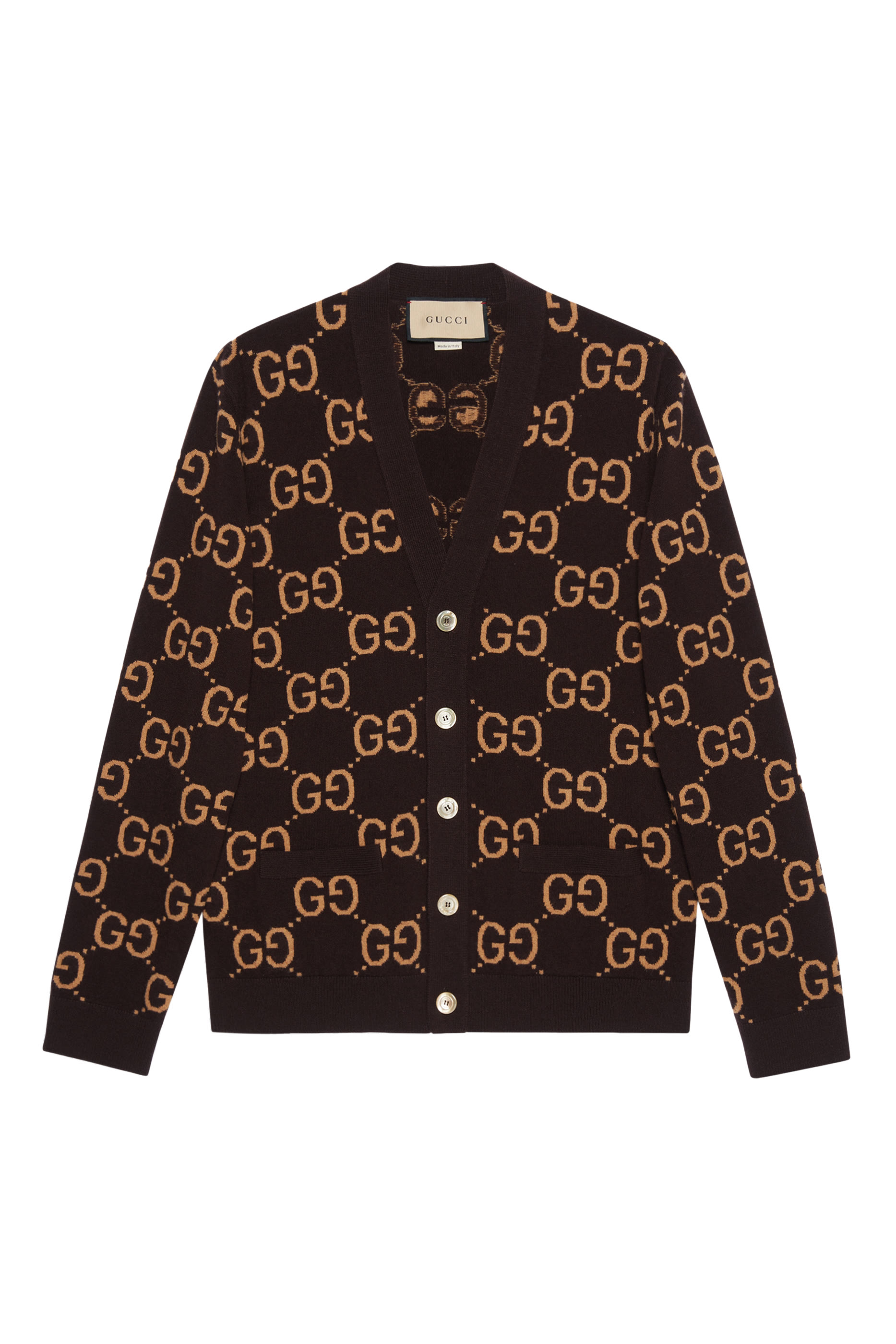 كارديجان صوف بنقشة حرفي شعار الماركة