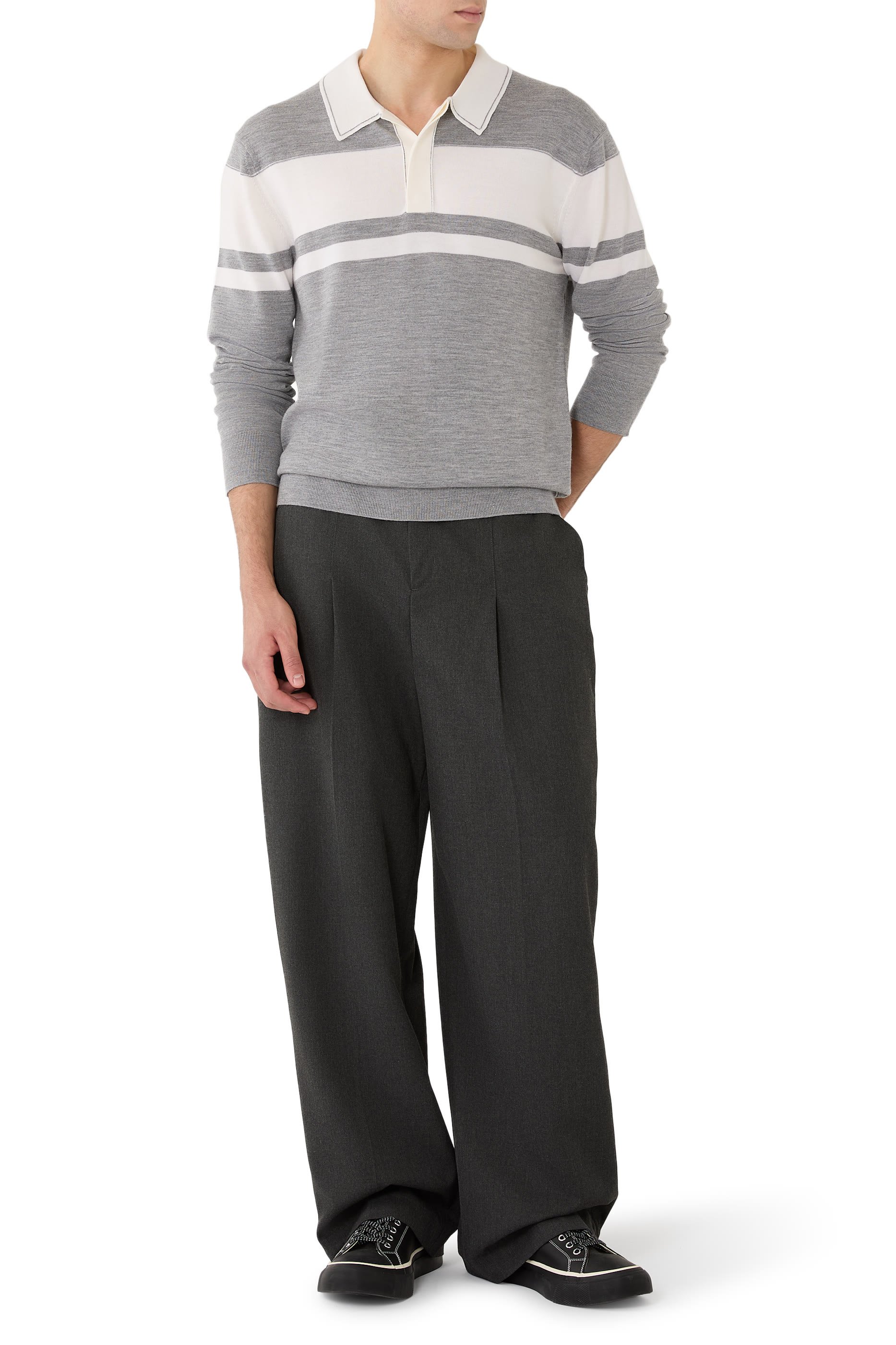 كنزة لويس مخططة صوف