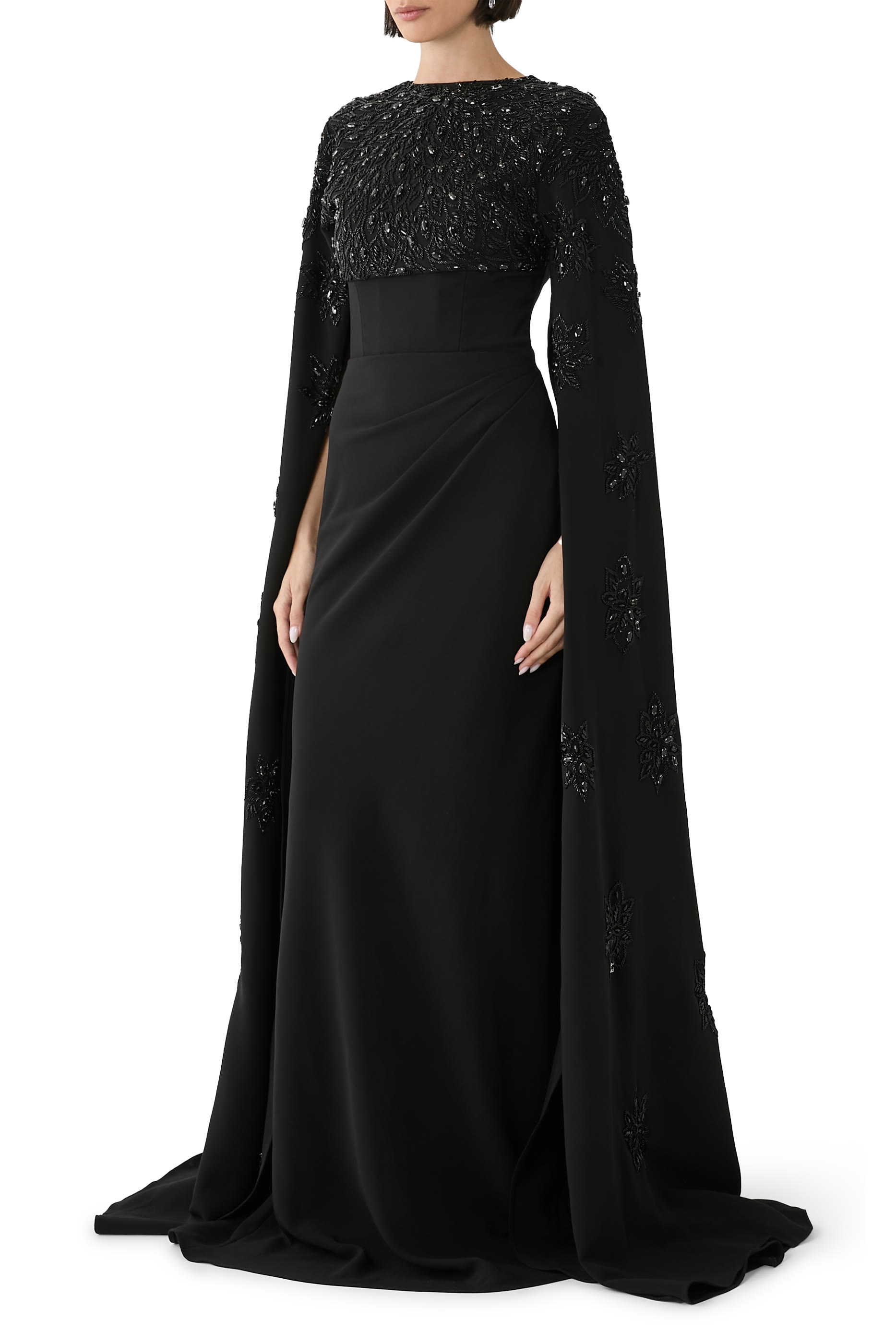 فستان كريب مع بوليرو بخرز