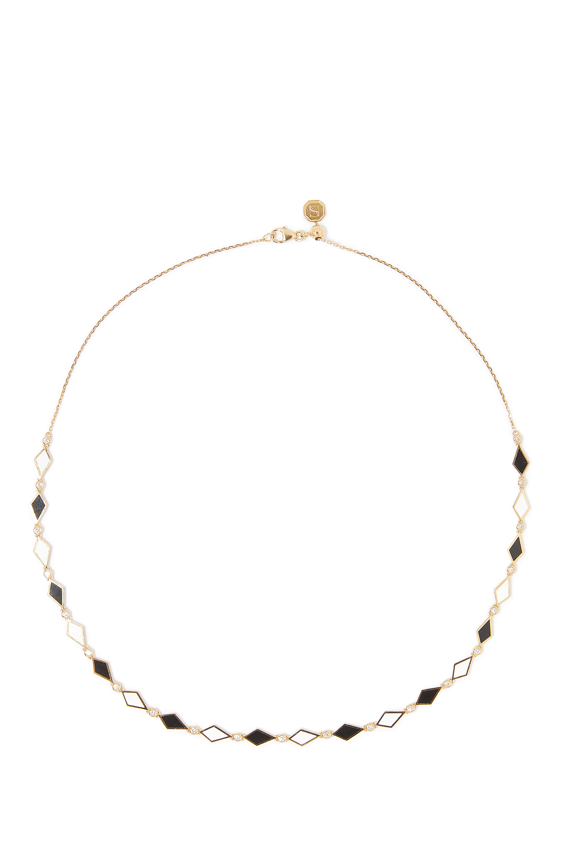 قلادة موزاييك موروكو مزينة بالمينا والماس ذهب عيار 18