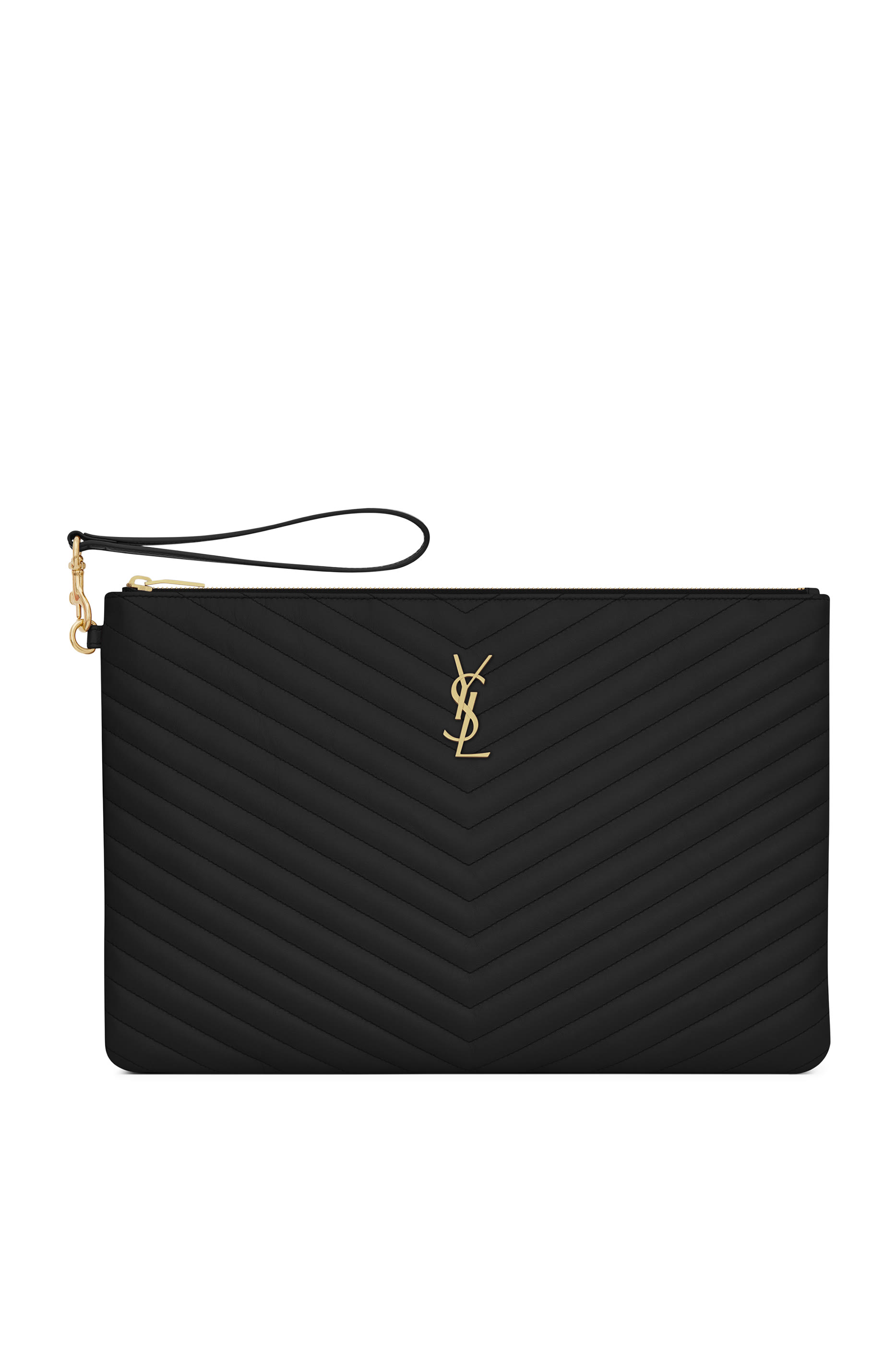 حافظة مستندات بحياكة مبطنة وشعار الماركة جلد