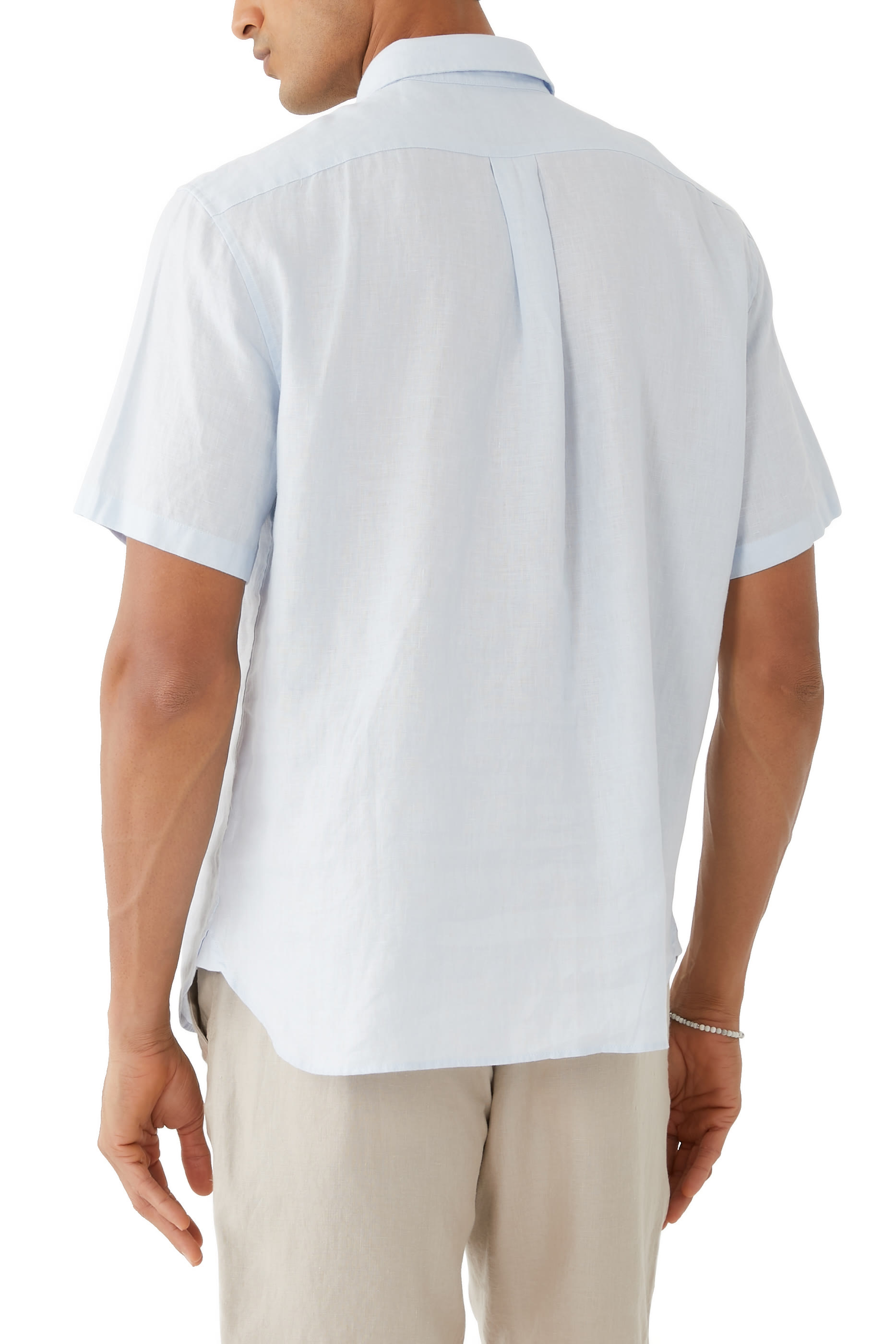 قميص كتان بأكمام قصيرة