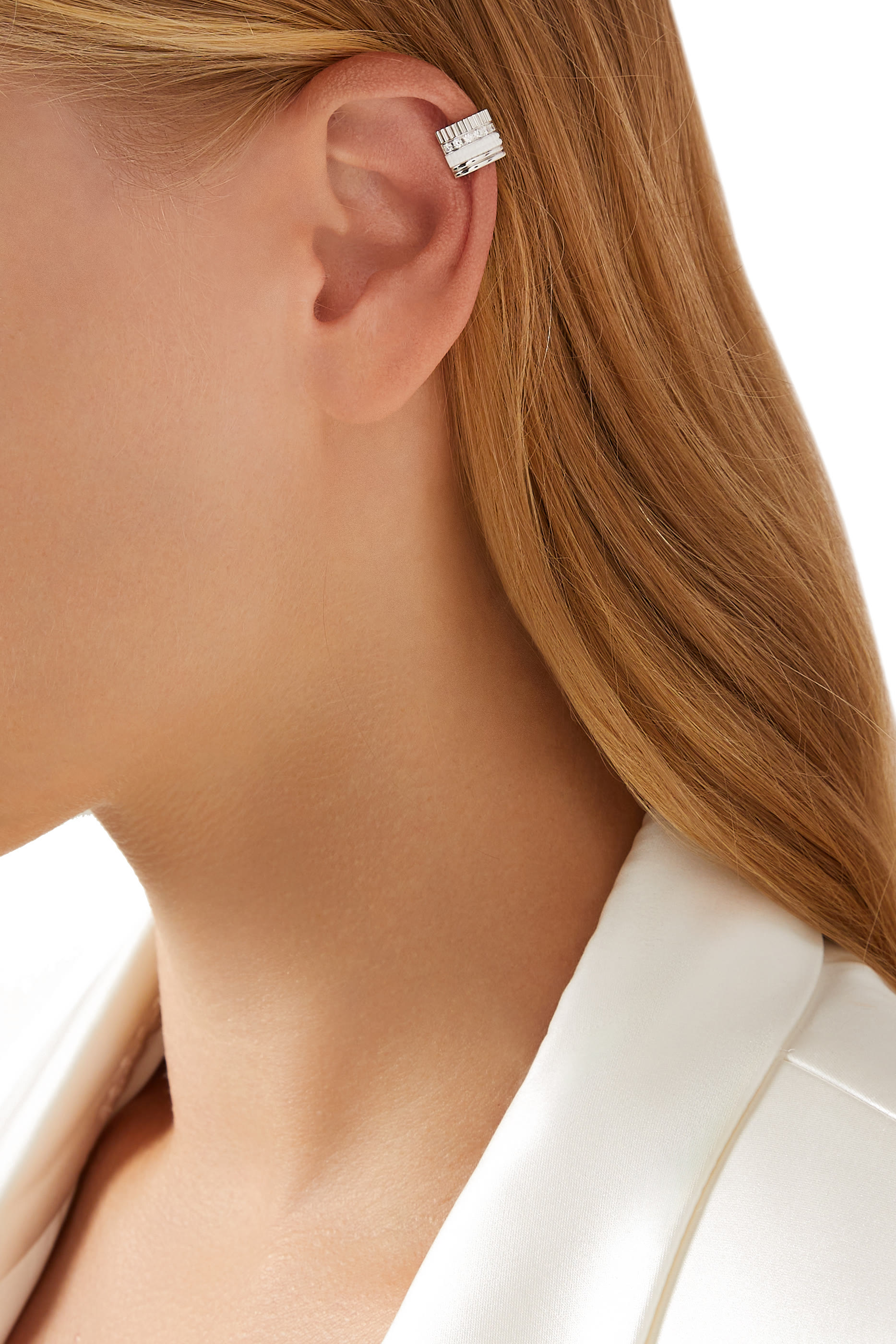 Quatre أبيض Edition Single Clip قرط, 18k ذهب أبيض & Diamonds