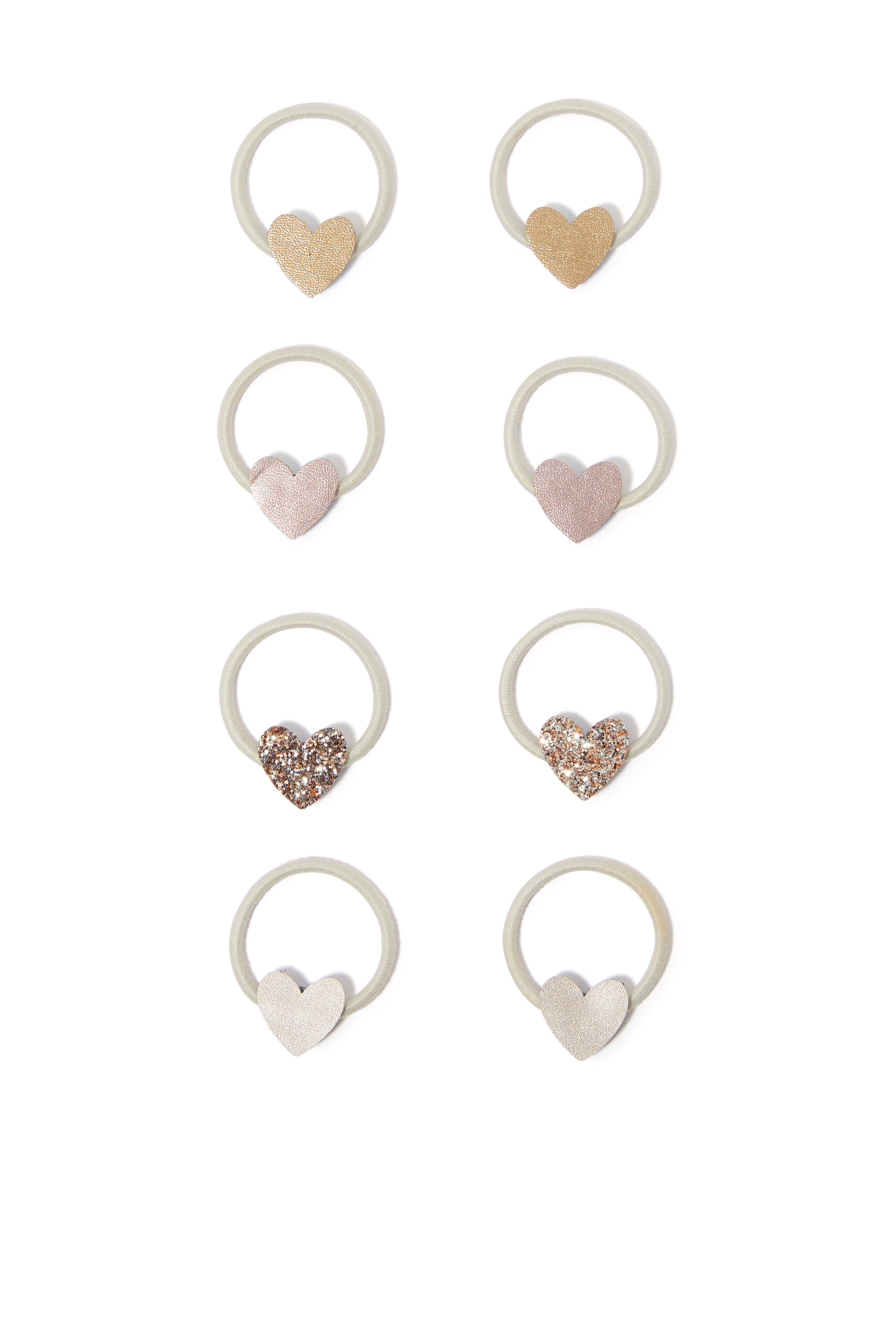 طقم ربطات شعر صغيرة بتصميم قلوب 8 قطع