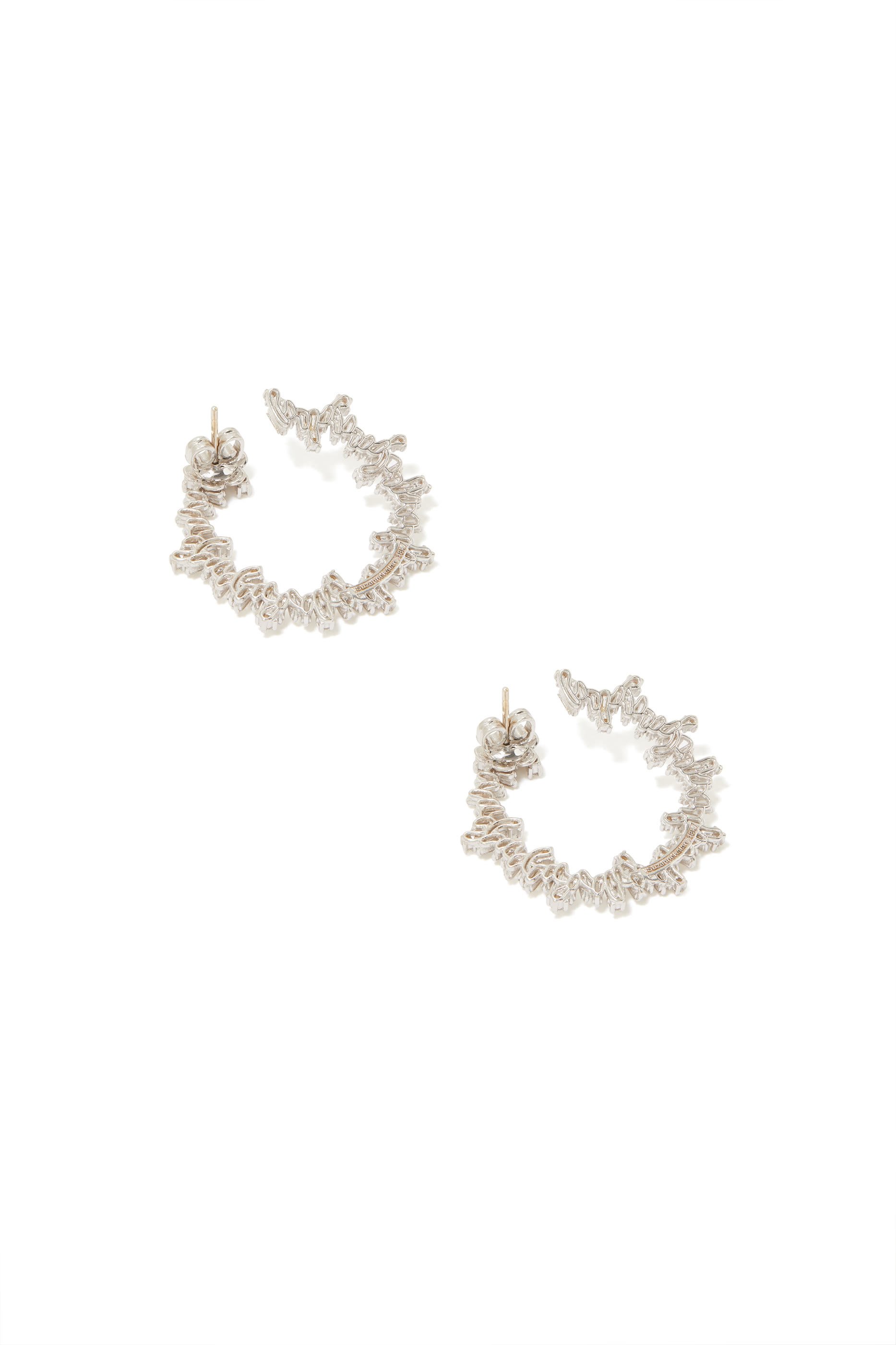 أقراط دائرية فايرورك سبايرل مرصعة بماسات مستطيلة، ذهب أبيض عيار 18