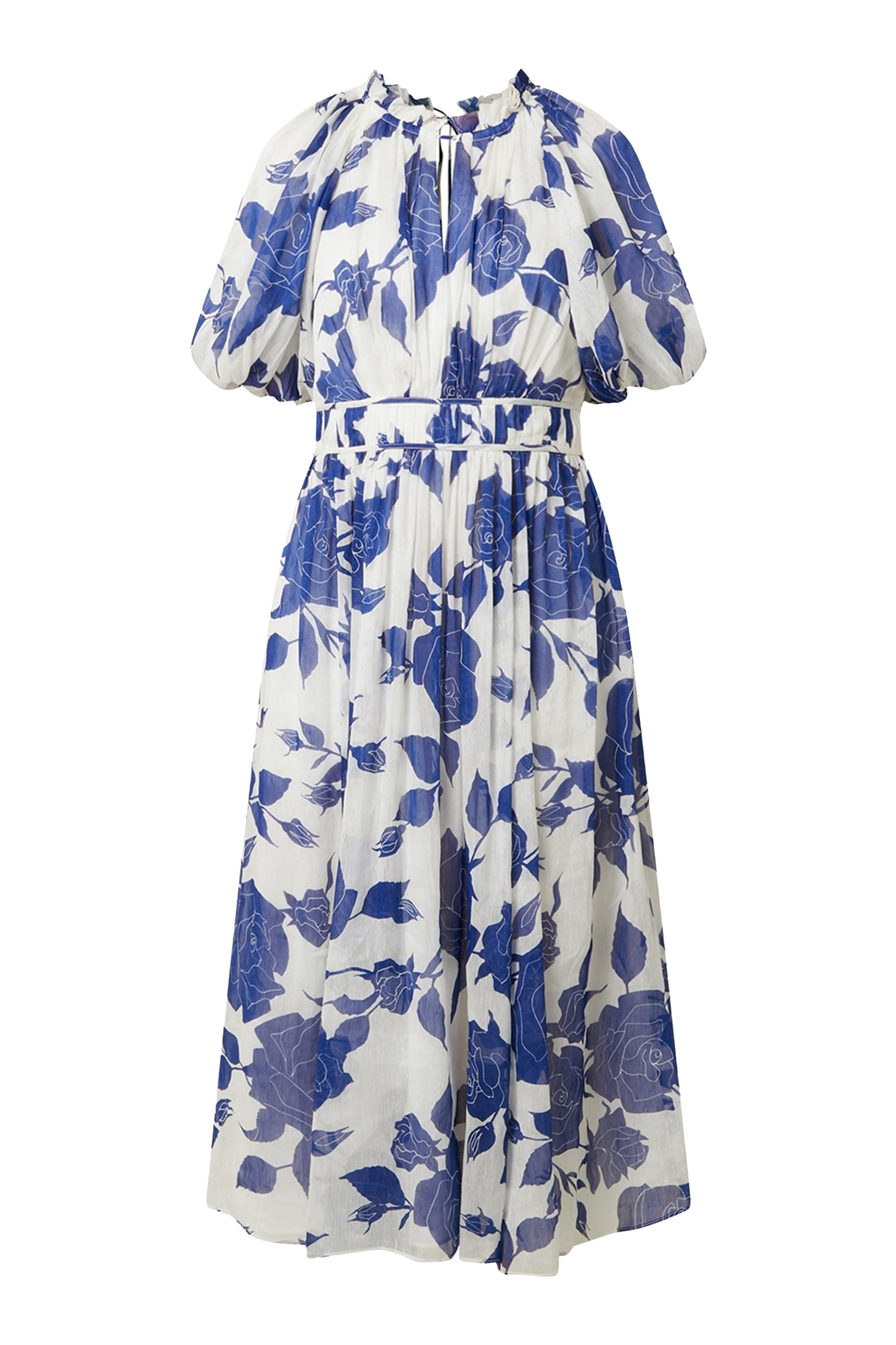 فستان اليسيوم متوسط الطول بأكمام منفوخة