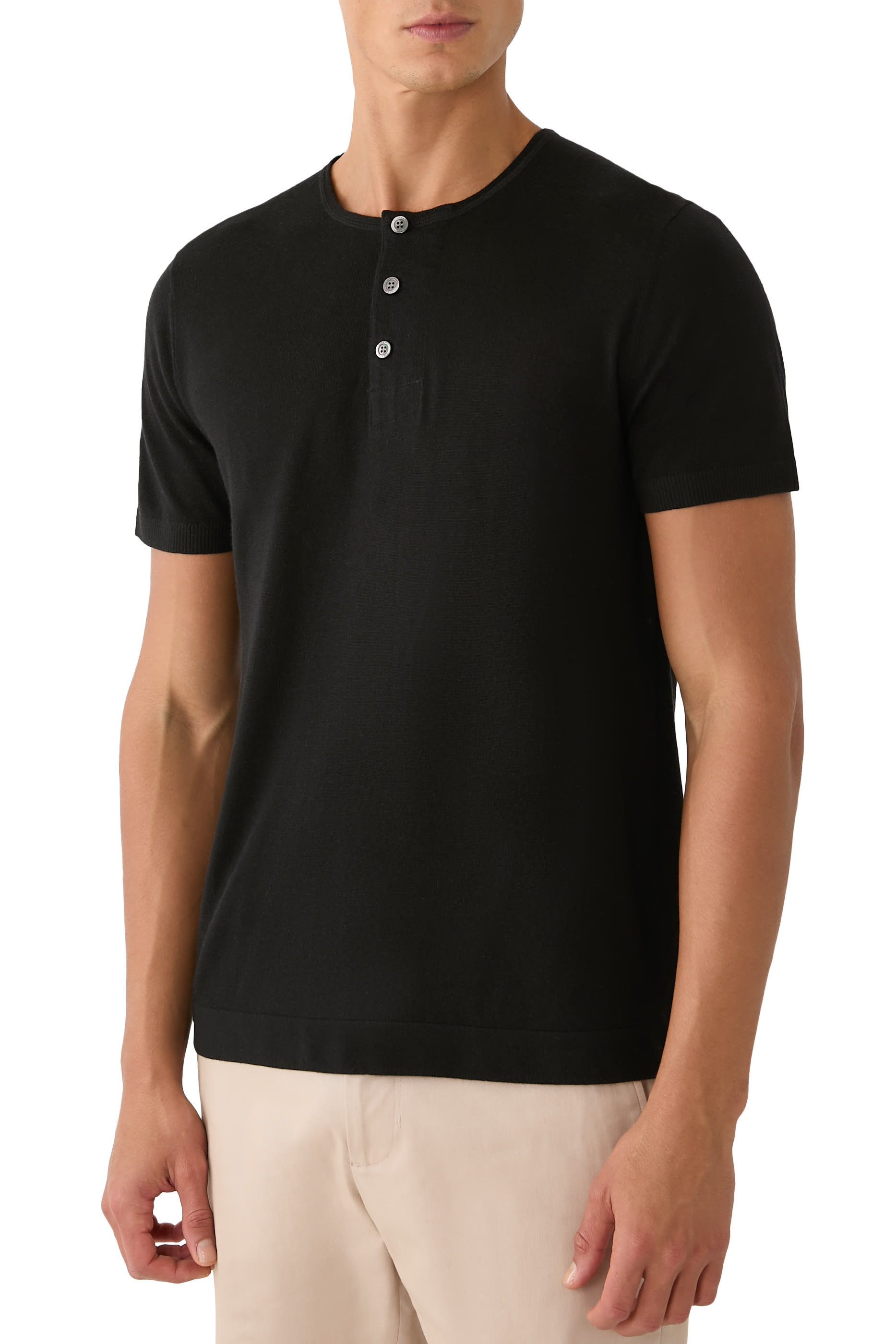 قميص هايس بياقة هنلي حرير وكتان