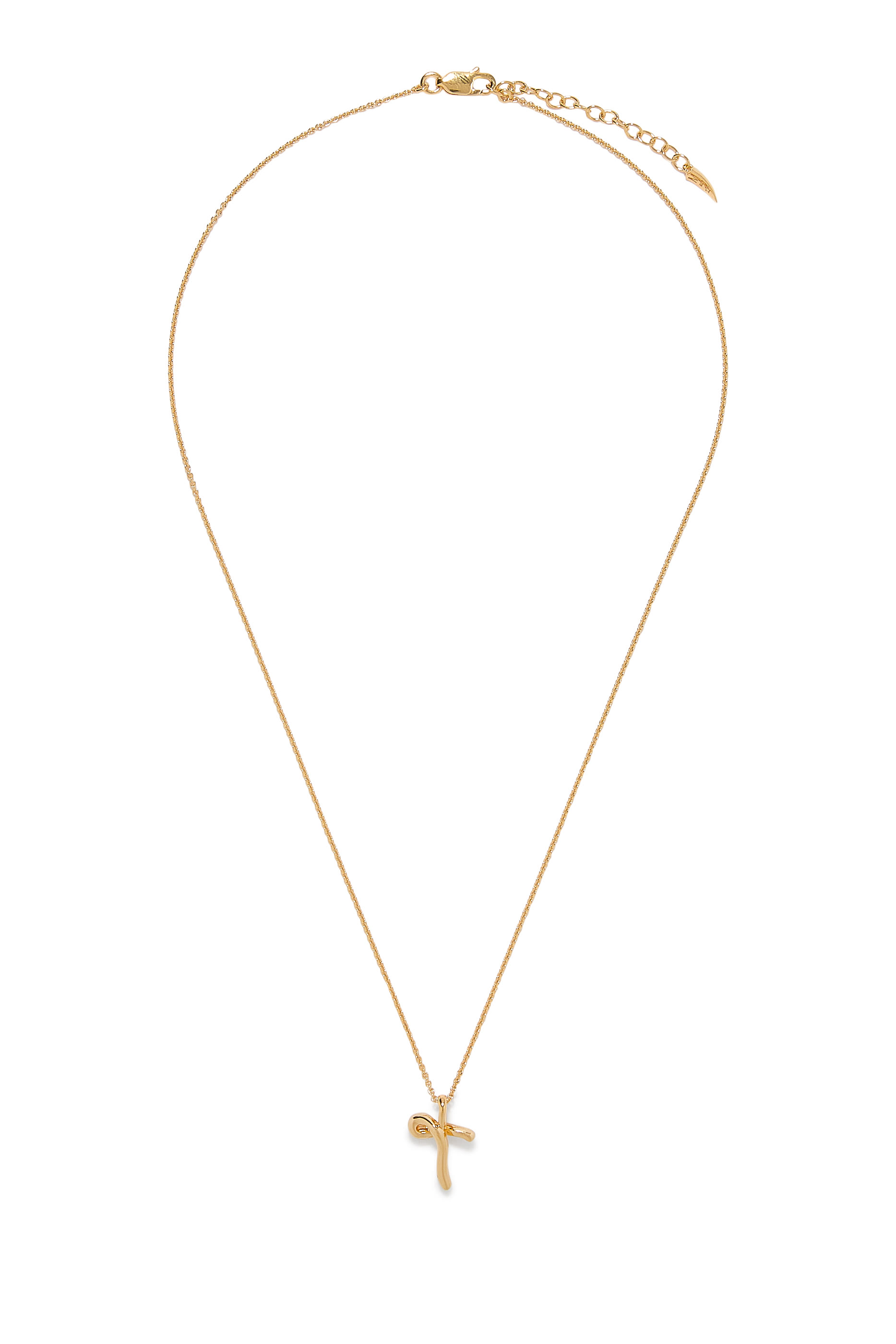 قلادة بدلاية صغيرة بتصميم حرف تي بحواف متموجة منصهرة، فضة استرلينية معاد تدويرها مطلية بذهب عيار 18