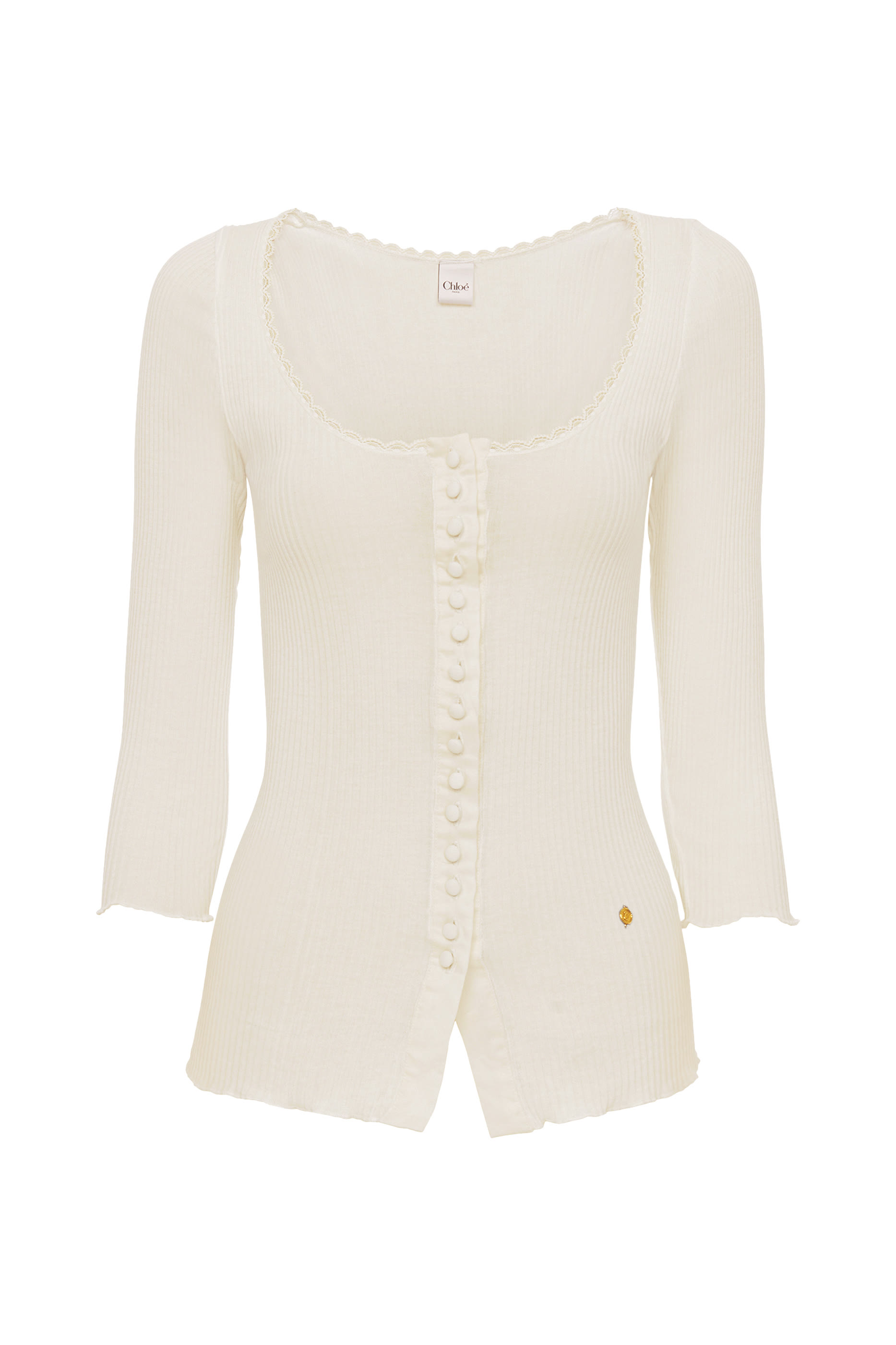 كارديجان بياقة عميقة قطن