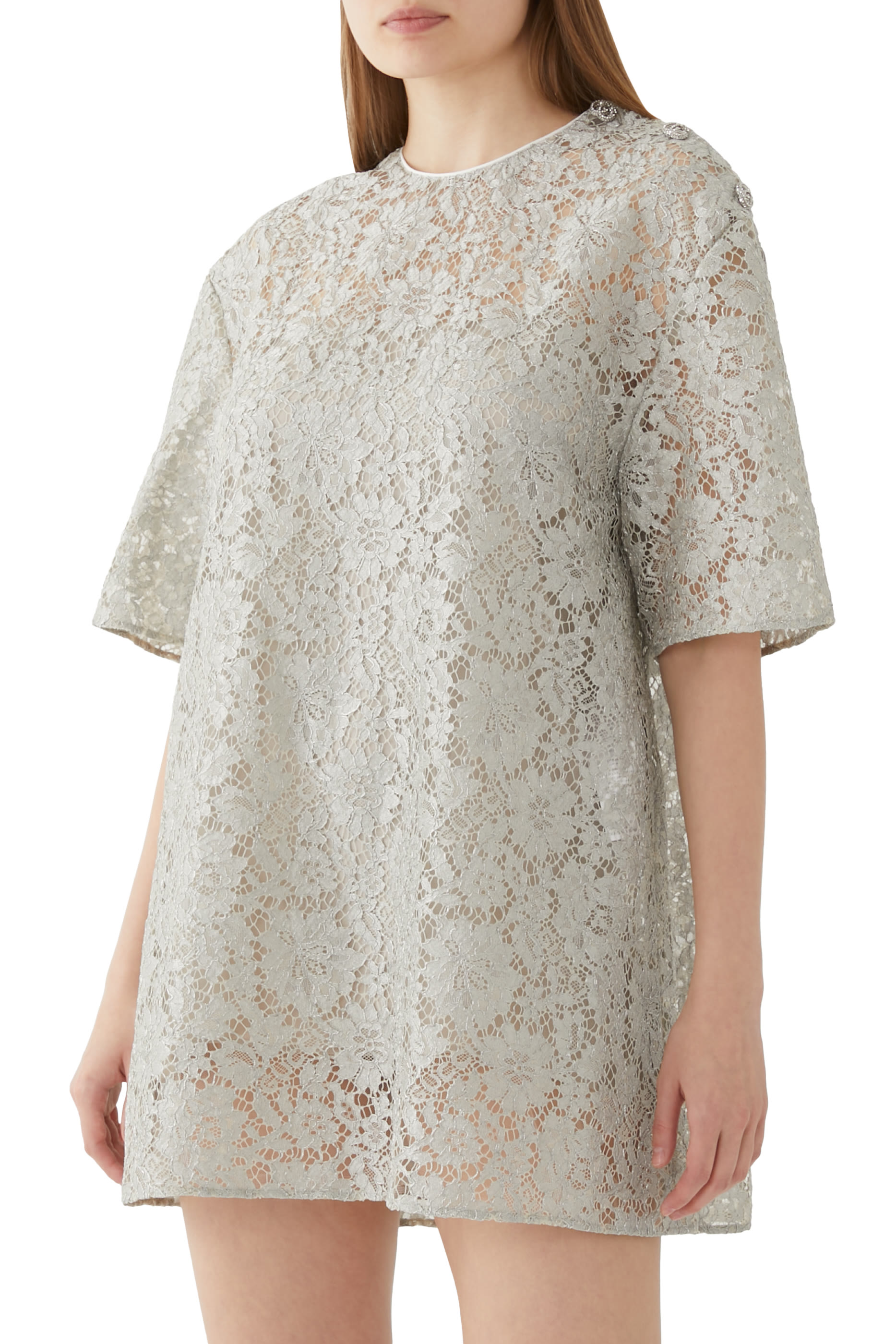 بلوزة بنقشة زهور قماش لامع