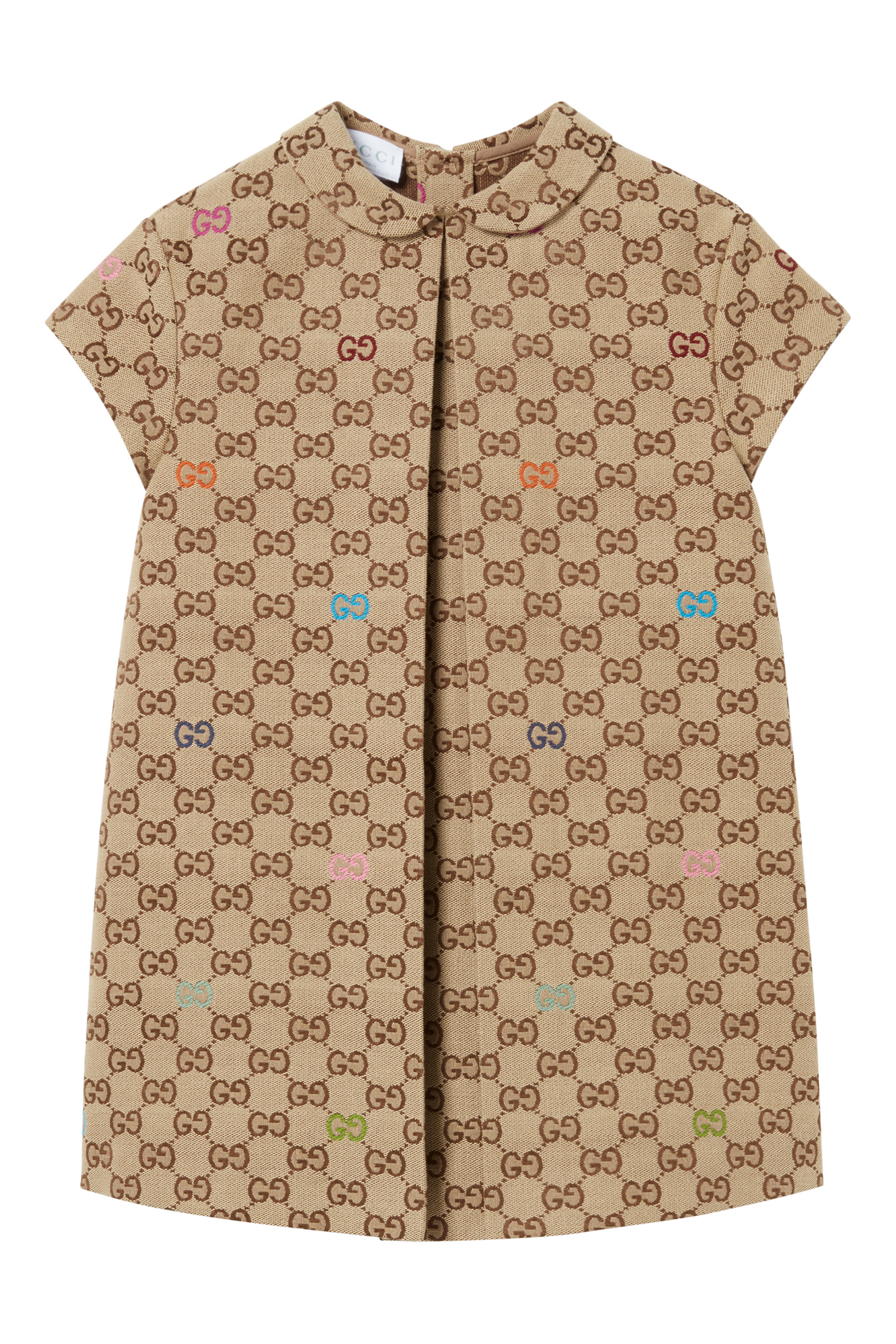 فستان قماش قنب بنقشة حرفي شعار الماركة للأطفال