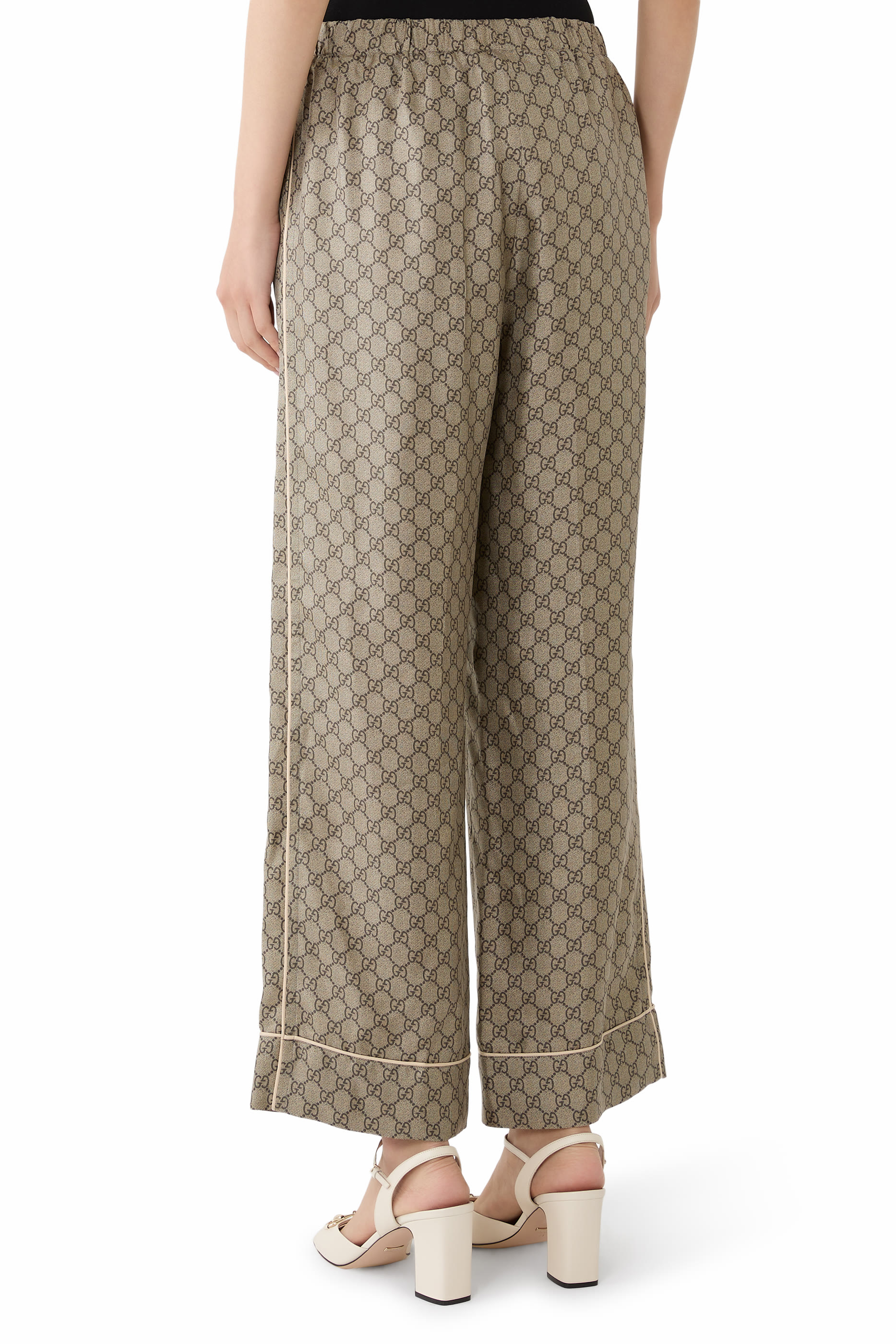  GG Supreme Print Silk Pants  