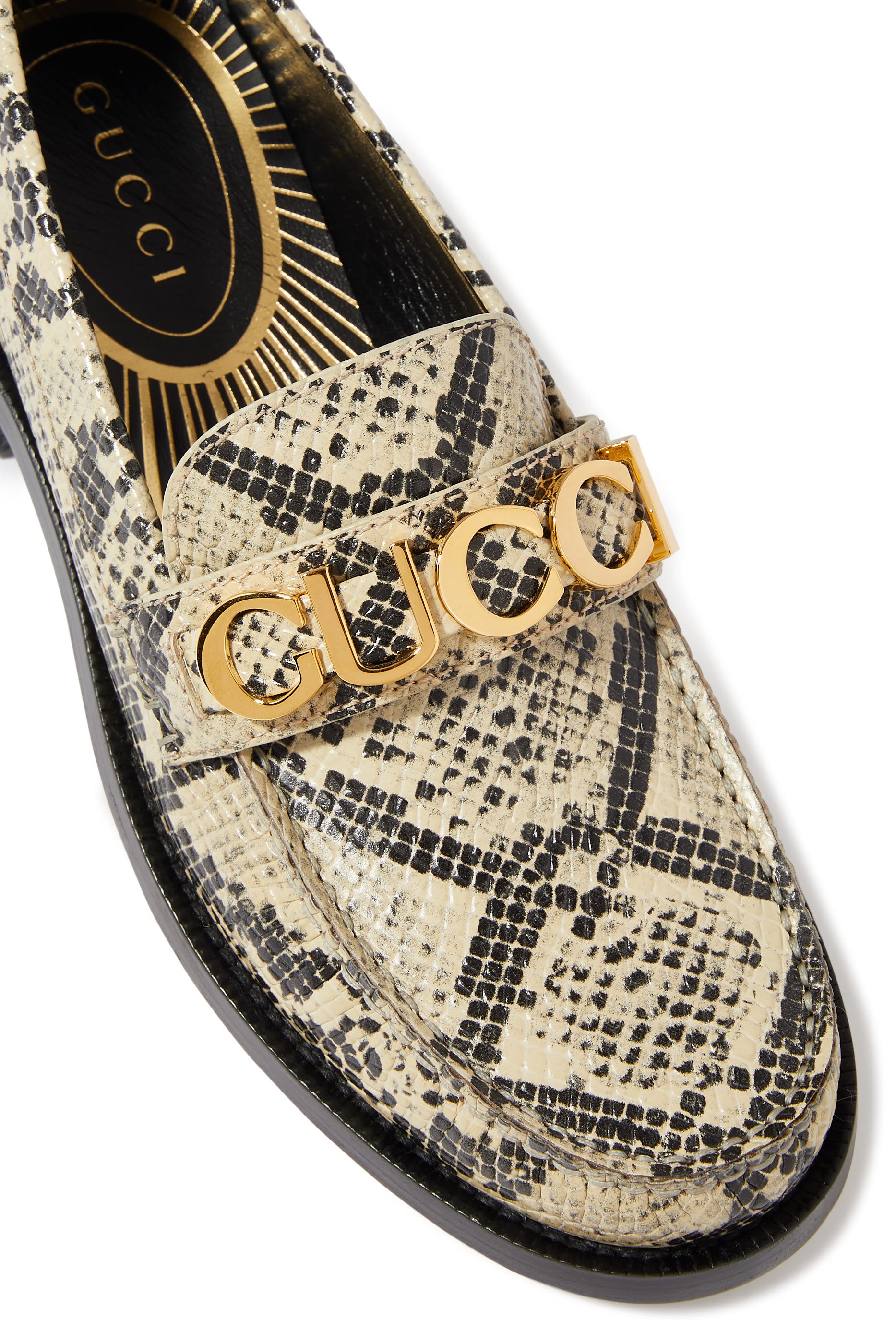 حذاء سهل الإرتداء جلد بنقشة جلد أفعى