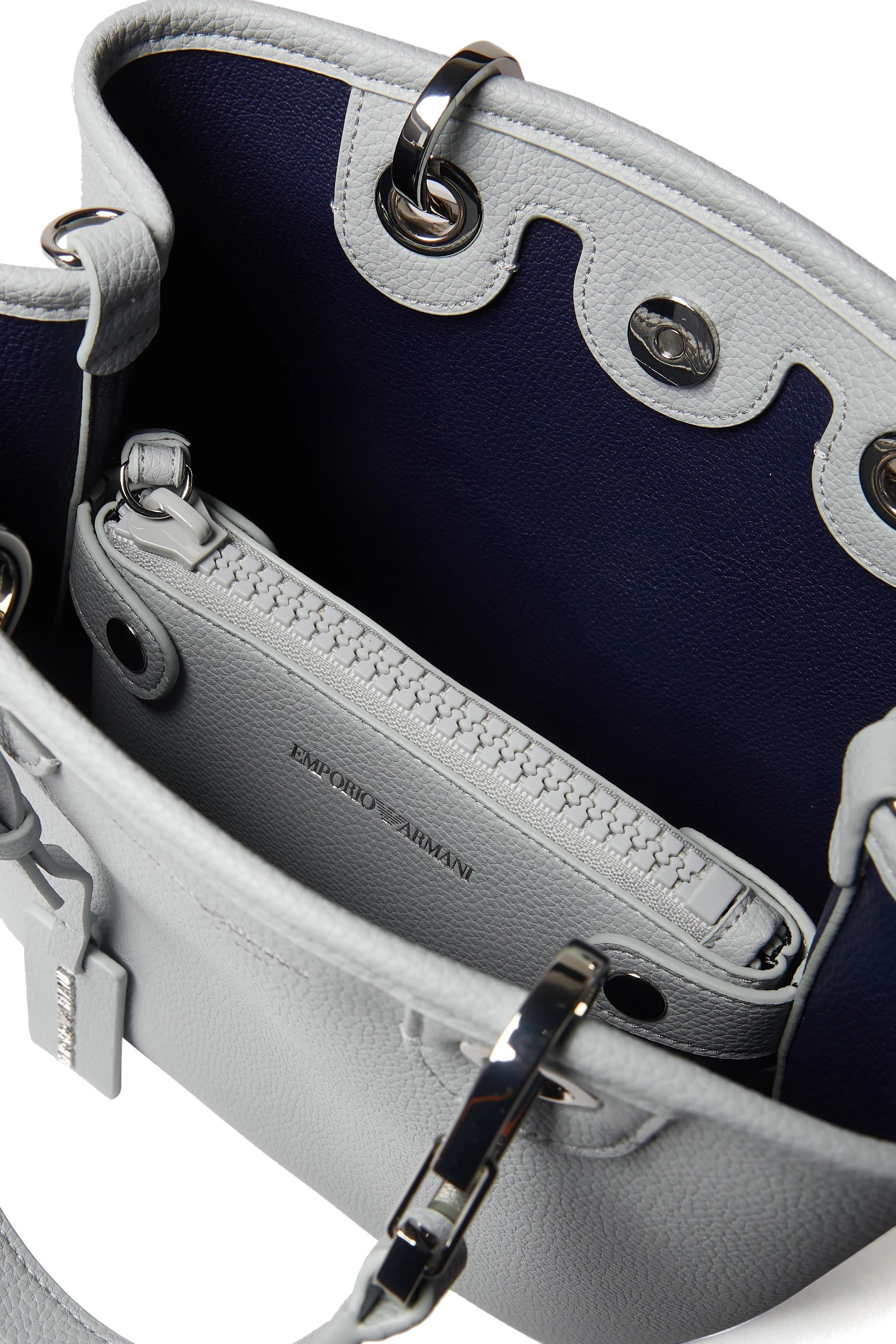 حقيبة يد بشعار الماركة بنقشة جلد غزال