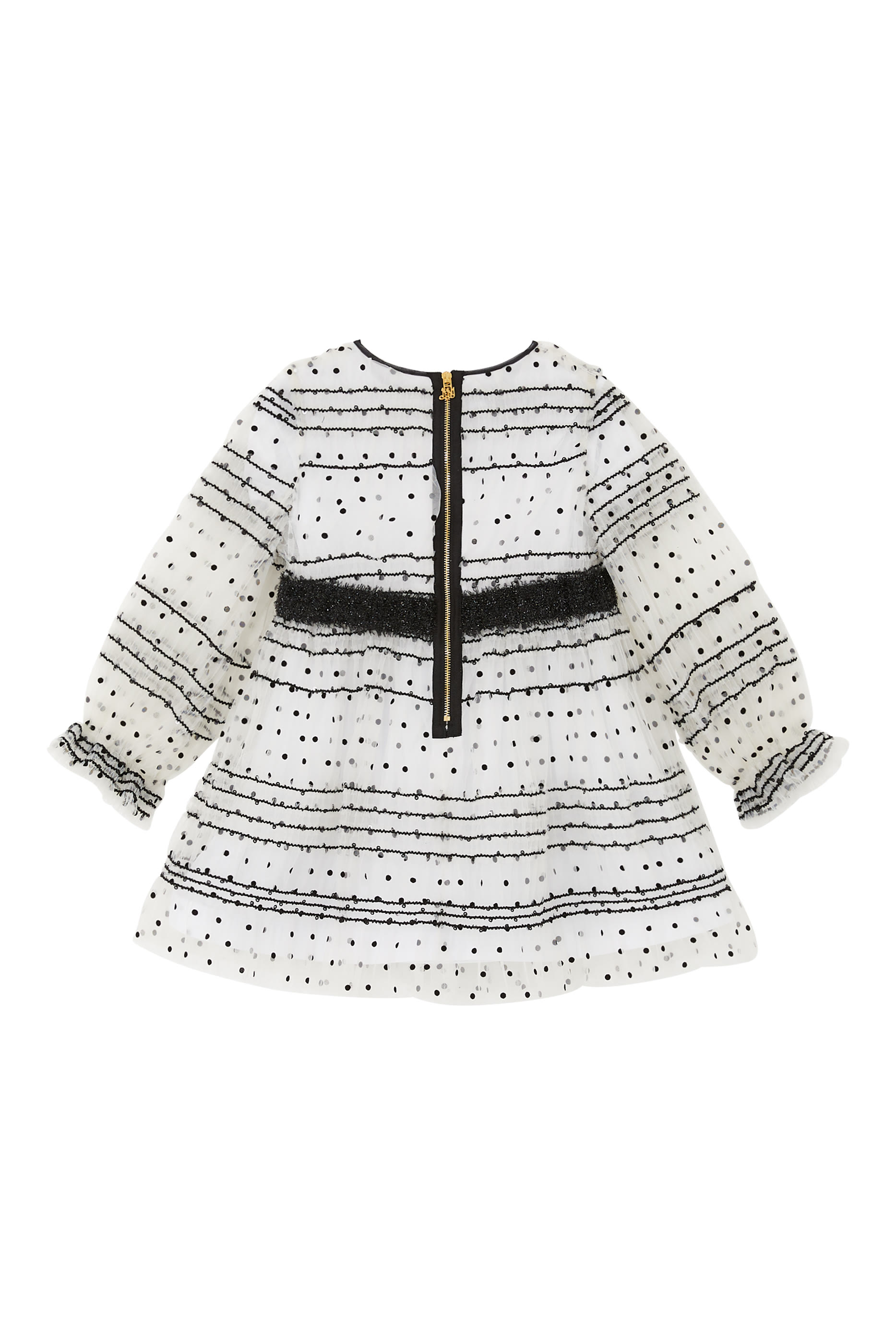 فستان تول مخطط بنقشة نقاط للأطفال