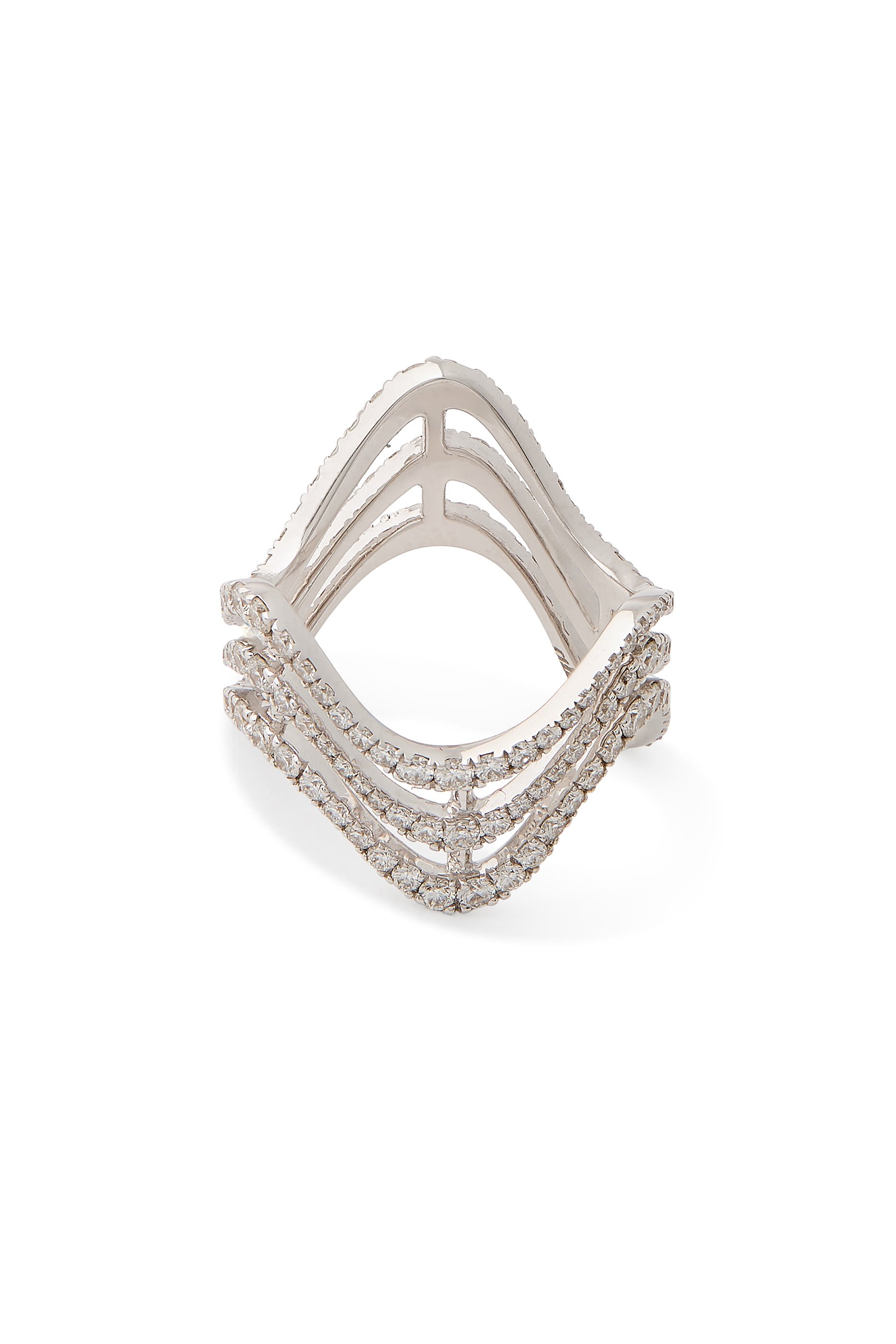 Tidal Wave Ring, 18K White Gold & Diamonds