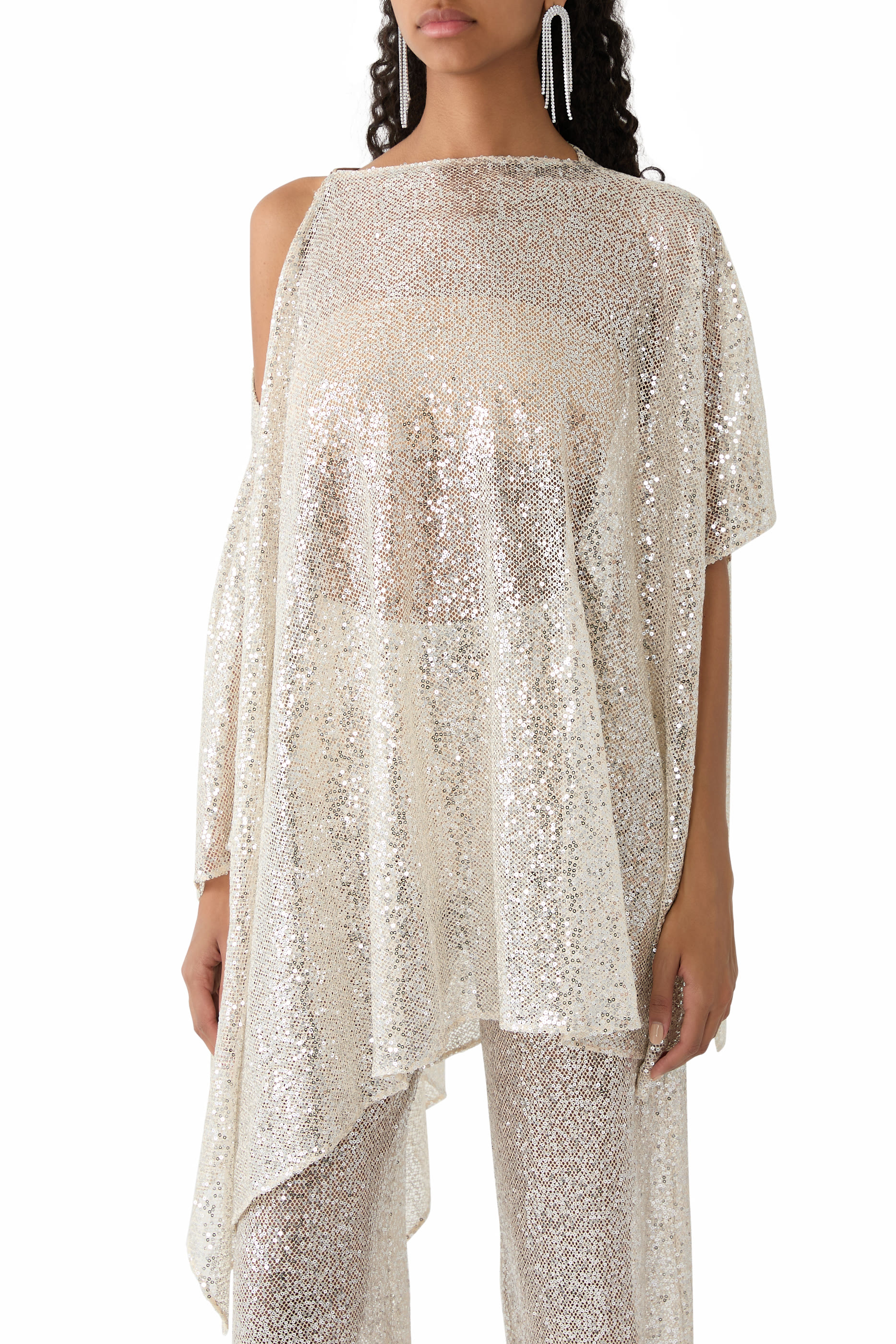 فستان سزا سزا ديسكو قصير مزين بترتر