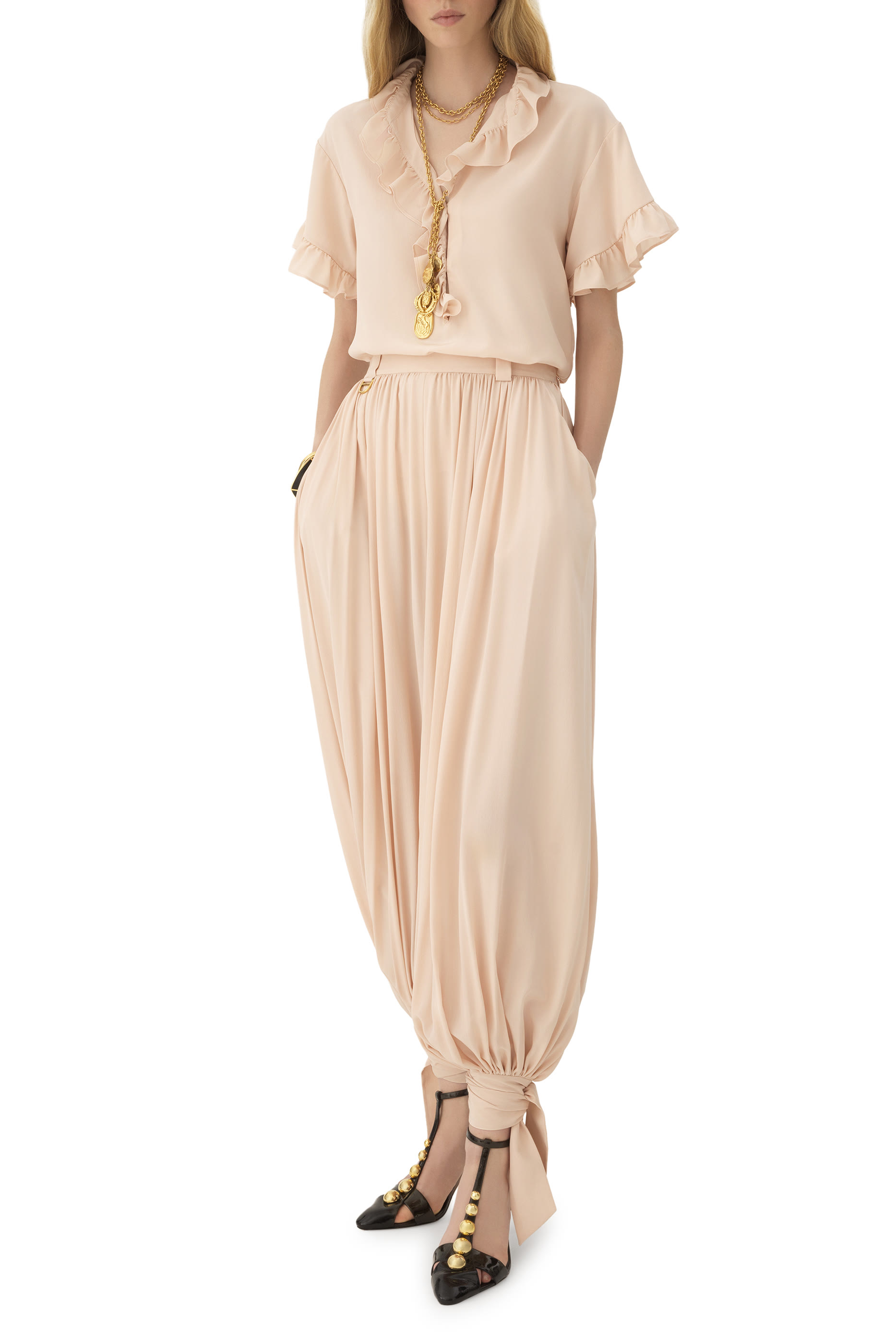 بنطال فلوي بطيات