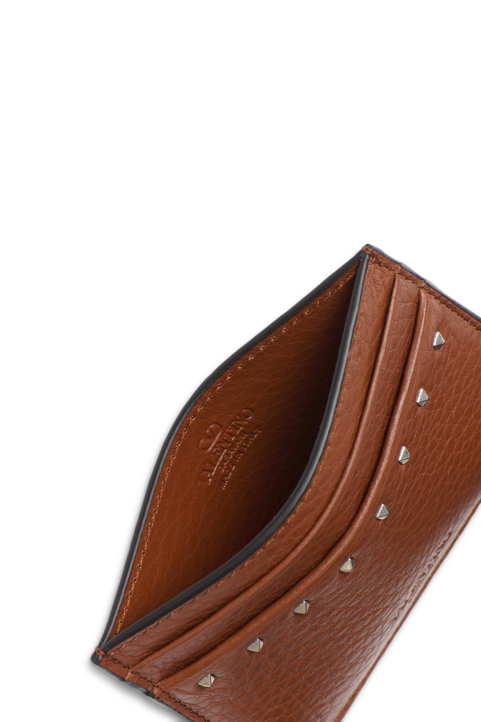 حافظة بطاقات بشعار الماركة جلد عجل بارز الملمس